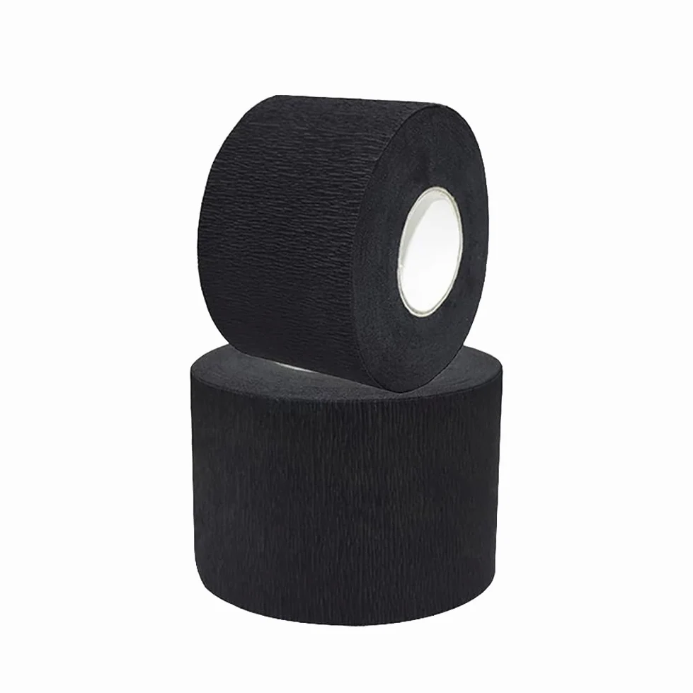 2 rollos de tiras de papel negro para el cuello, banda para el cuello de peluquería, tiras de papel para peinar, suministros de corte de pelo para salón de peluquería, tienda