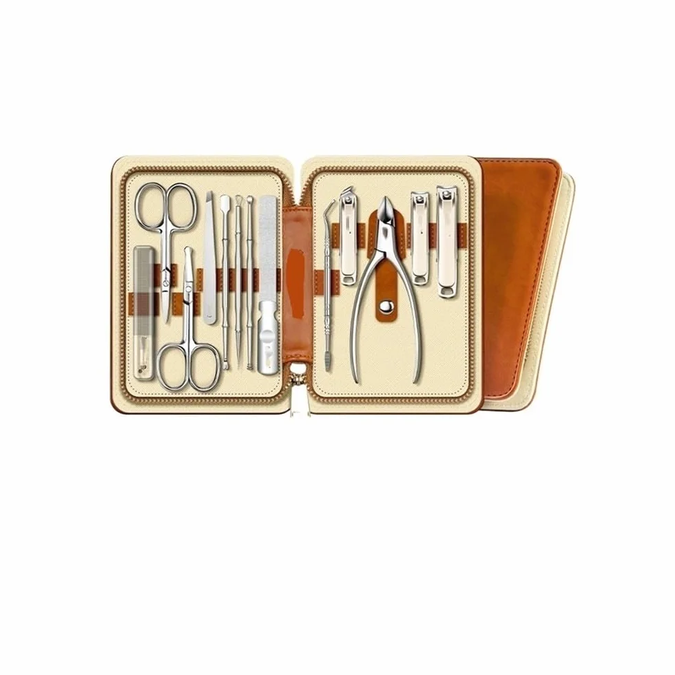 Juego de cortaúñas Juego de cortaúñas for el hogar, cortaúñas a prueba de salpicaduras, herramienta de pedicura for hombres para pies, cortaúñas y cortaúñas para pies(Brown)