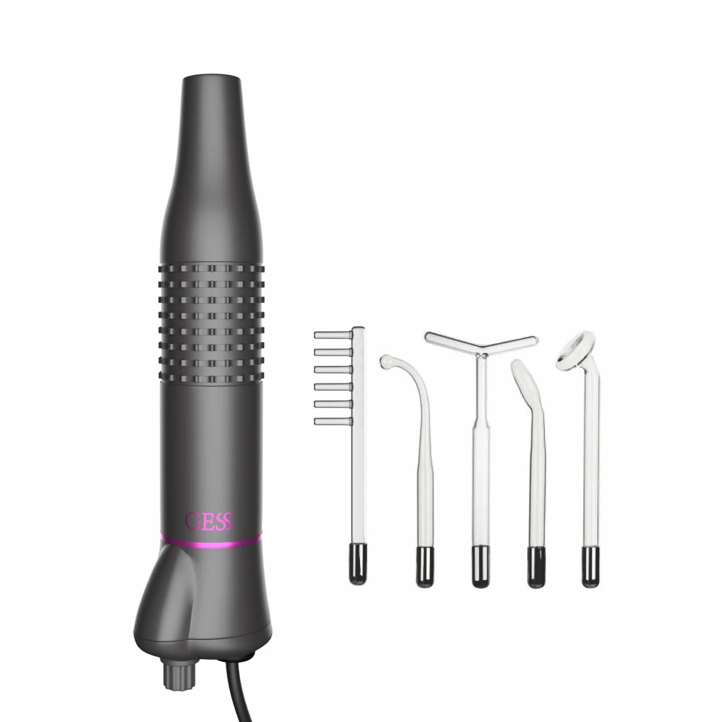 GESS Dars Dispositivo Alta Frecuencia 5 en 1 para Cabello y Rostro, Máquina con 5 Electrodos Neón y Argón Darsonval