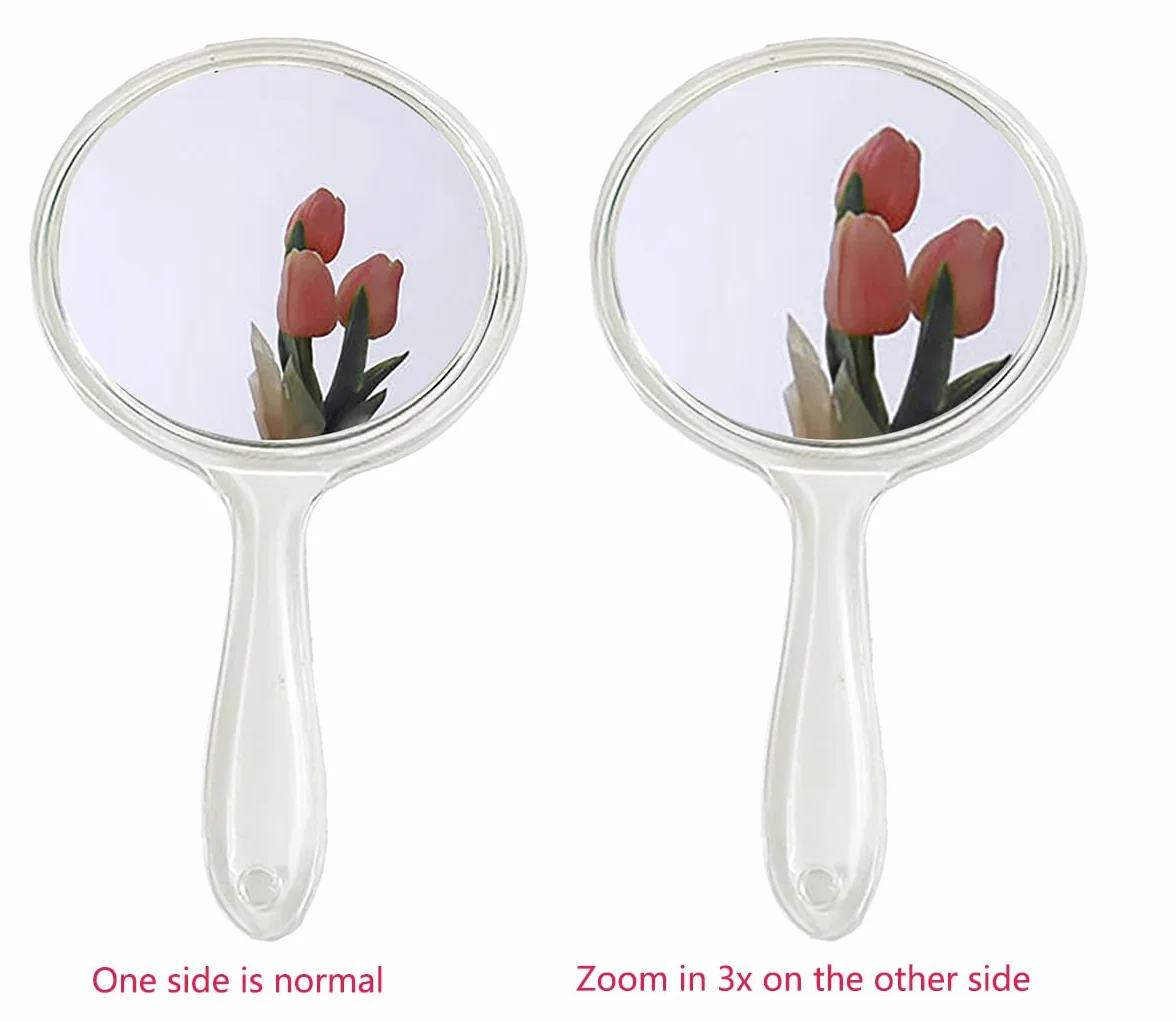 Espejo de Mano de Maquillaje Stianite, Doble Cara 1X/3X Aumento con Asa, 5.7" x 10.6"