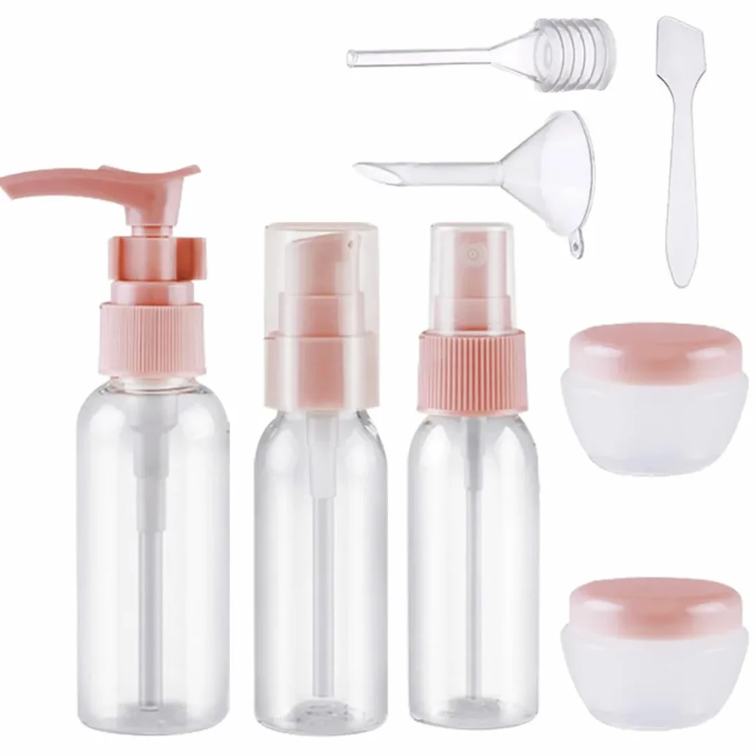 Botellas de viaje 8 pcs, contenedores recargables para líquidos, champú, loción y gel de ducha