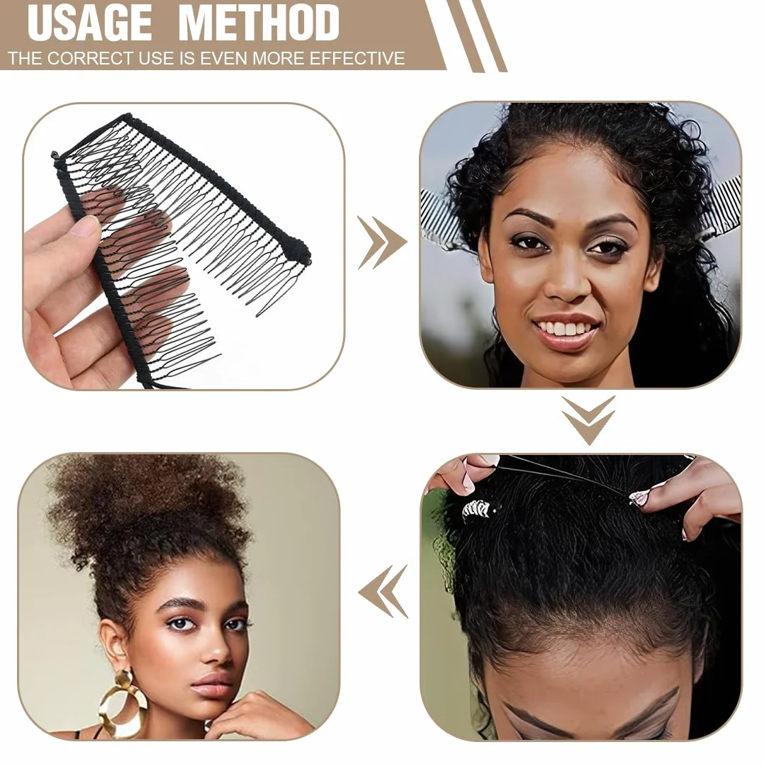 Pinza De Plátano Para El Cabello 30 Dientes Clip De Plátano Peines Decorativos Para Cabello Rizado Ondulado Grueso (Negro)