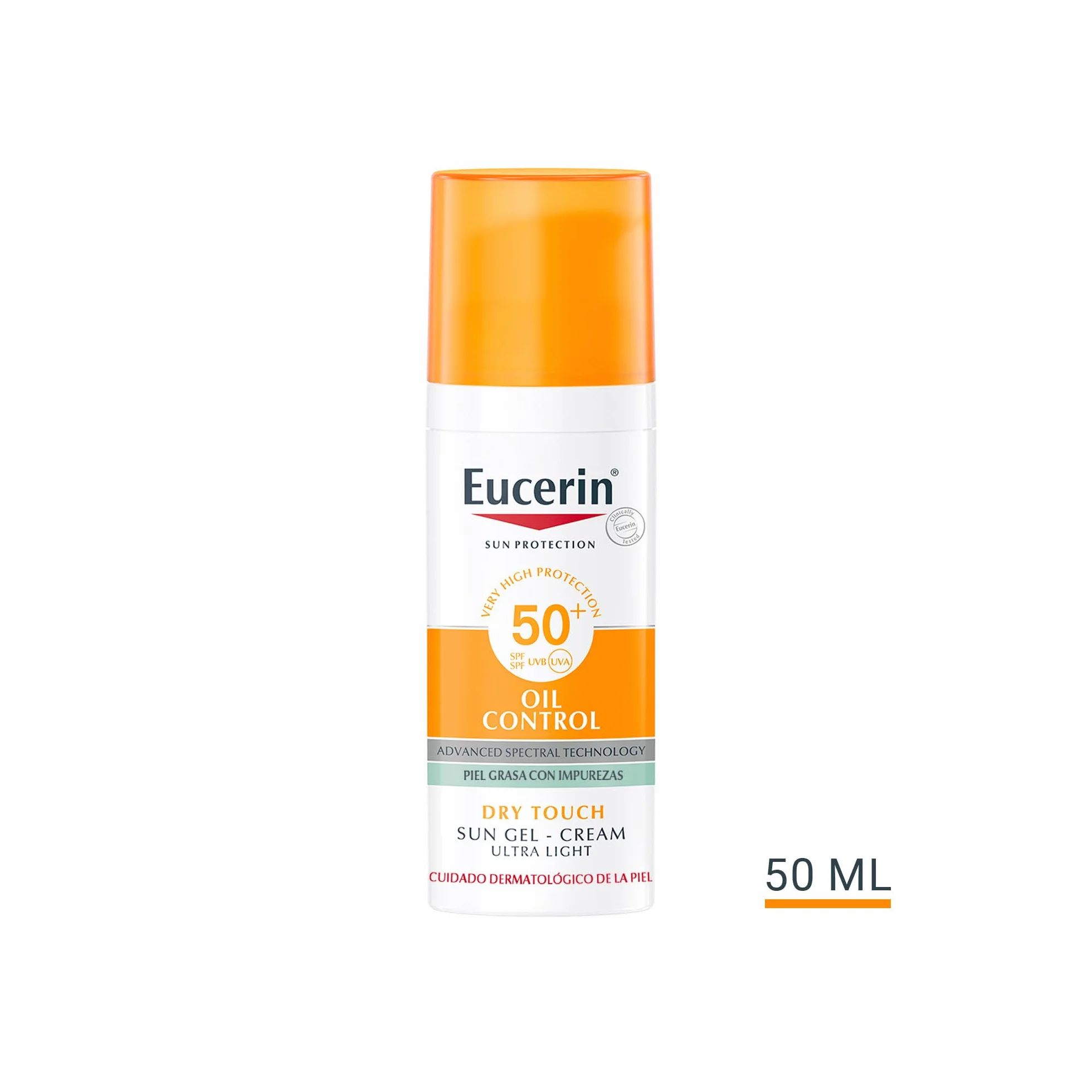 Eucerin Sun Gel Crema Oil Control Dry Touch FPS 50+ 50 ml protección solar facial UVA/UVB para piel grasa