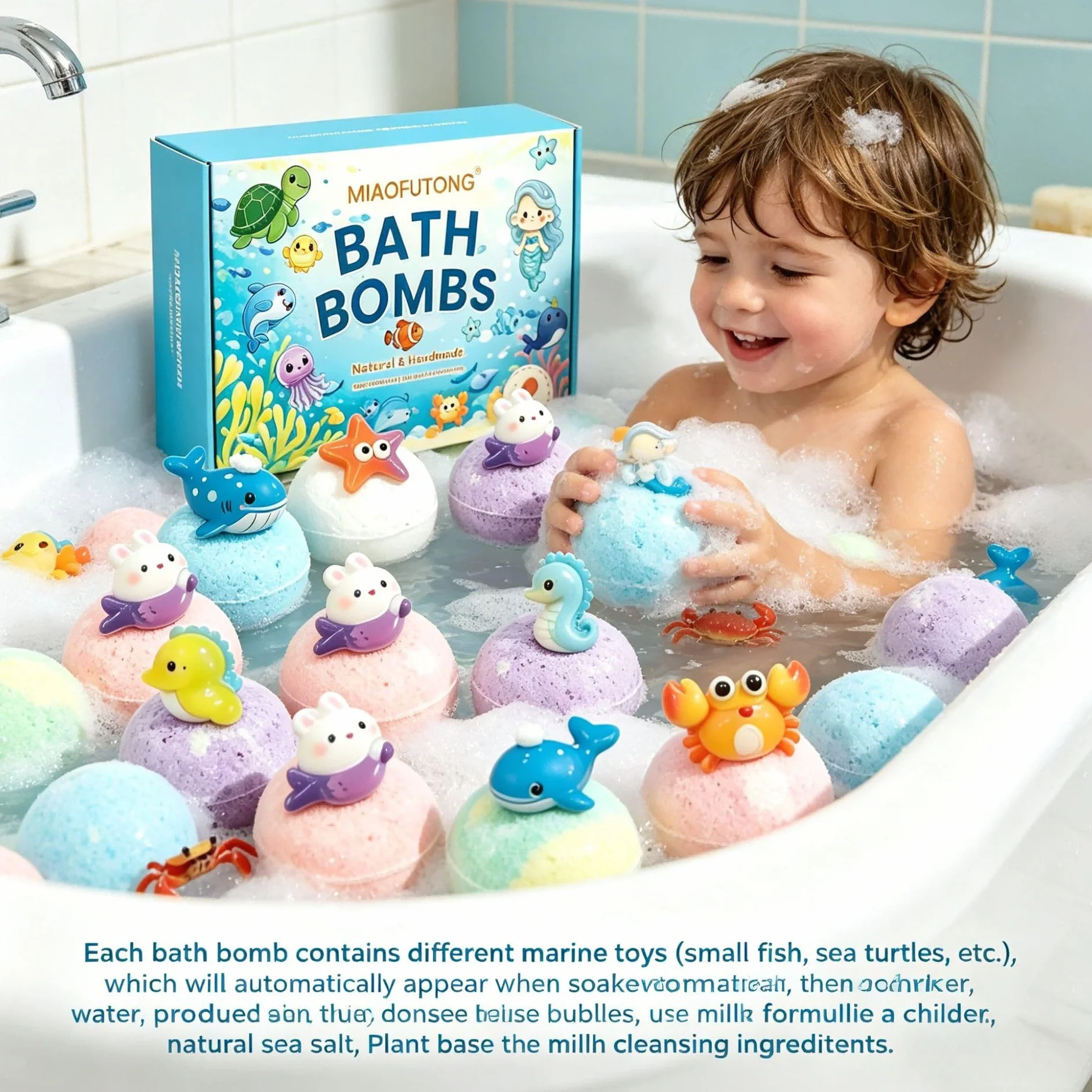 PlayFizz Easter Surprise Bath Bombs,gel De Baño Suave Para Niños, Contiene Juguete Animal Sorpresa (1 Box – 12 Pieces)