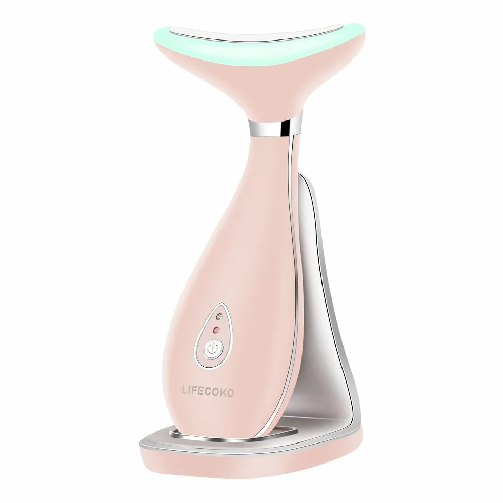 Masajeador facial eléctrico antiarrugas recargable por USB portátil (Rosa)