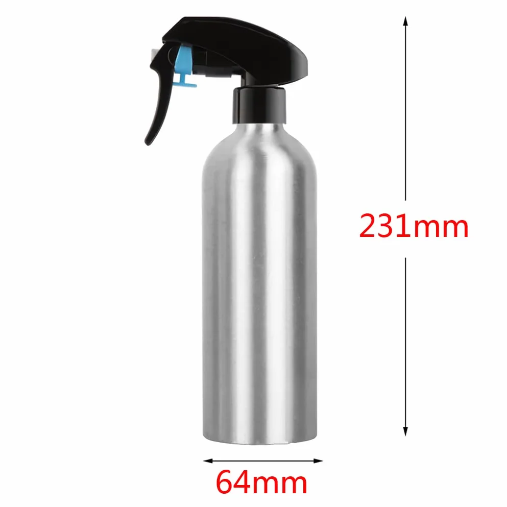 Spray de Aluminio Plata 500ml Botella Vacía con Pulverizador Negro de Niebla Fina Atomizador para Limpieza