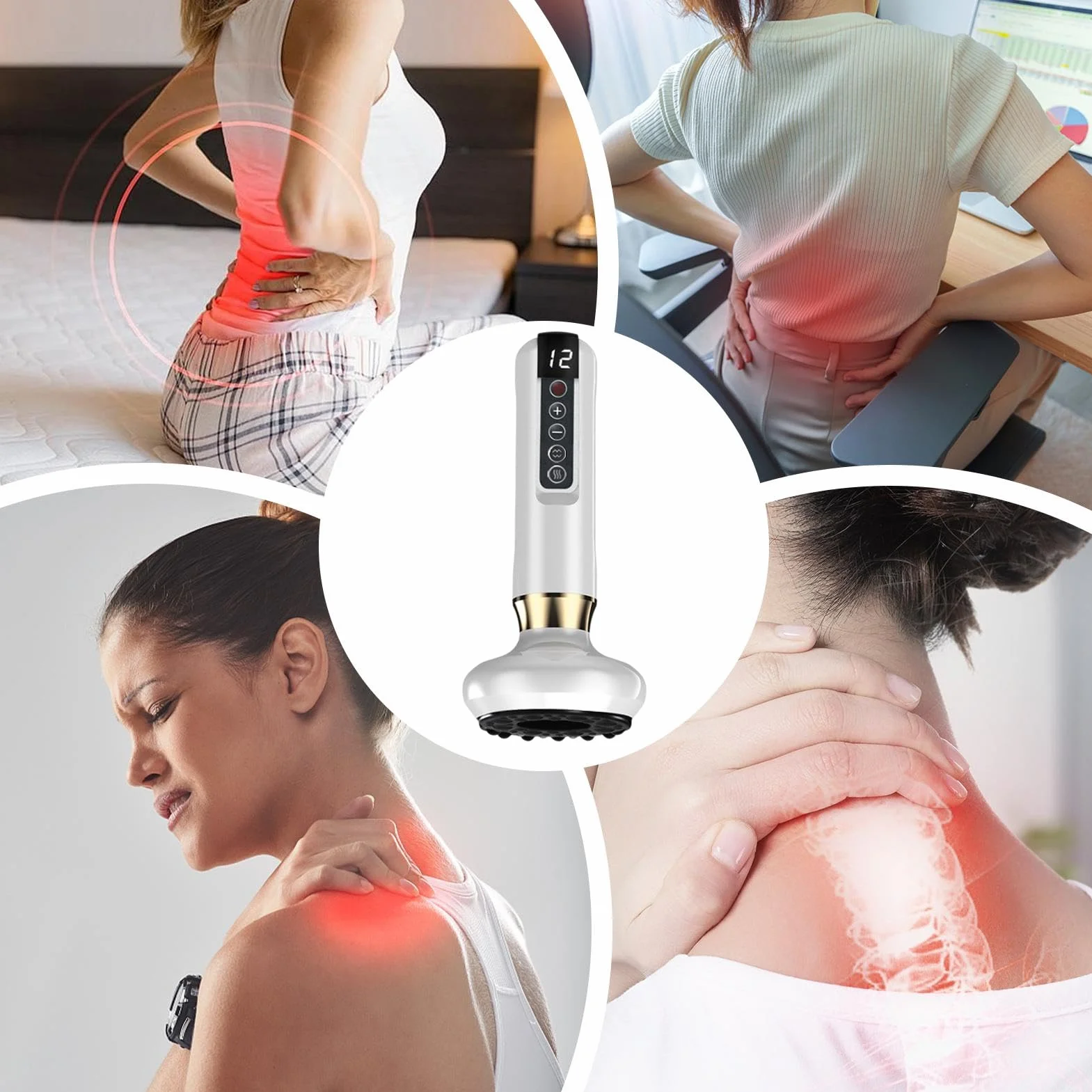 Masajeador Anti Celulitis Impermeable, Rodillo Eléctrico Portátil para Cintura Pierna Brazo Abdomen