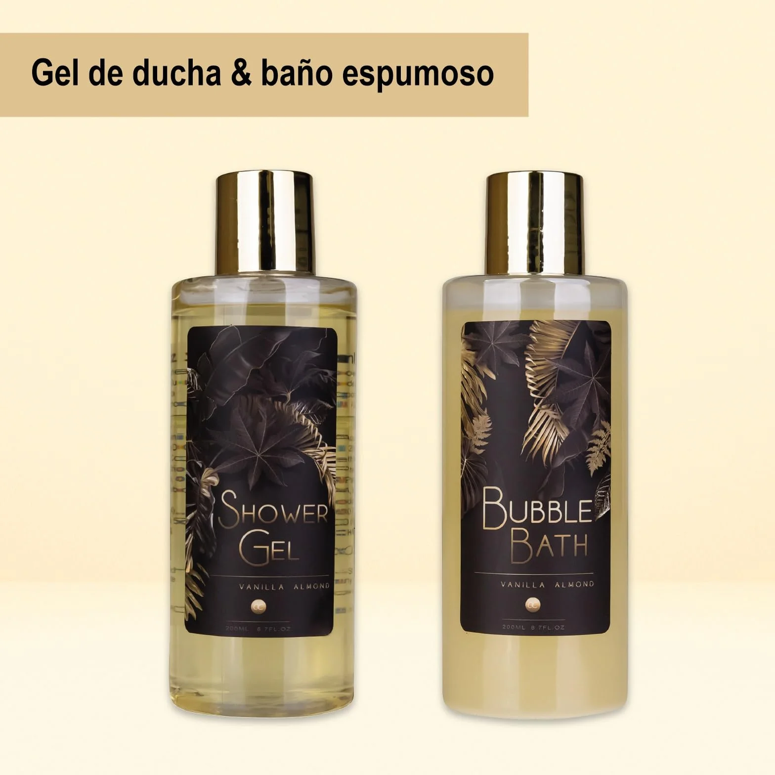 Set de regalo Aroma Vainilla-Almendra para mujer - Set de belleza de lujo con gel de ducha, sales de baño y loción corporal