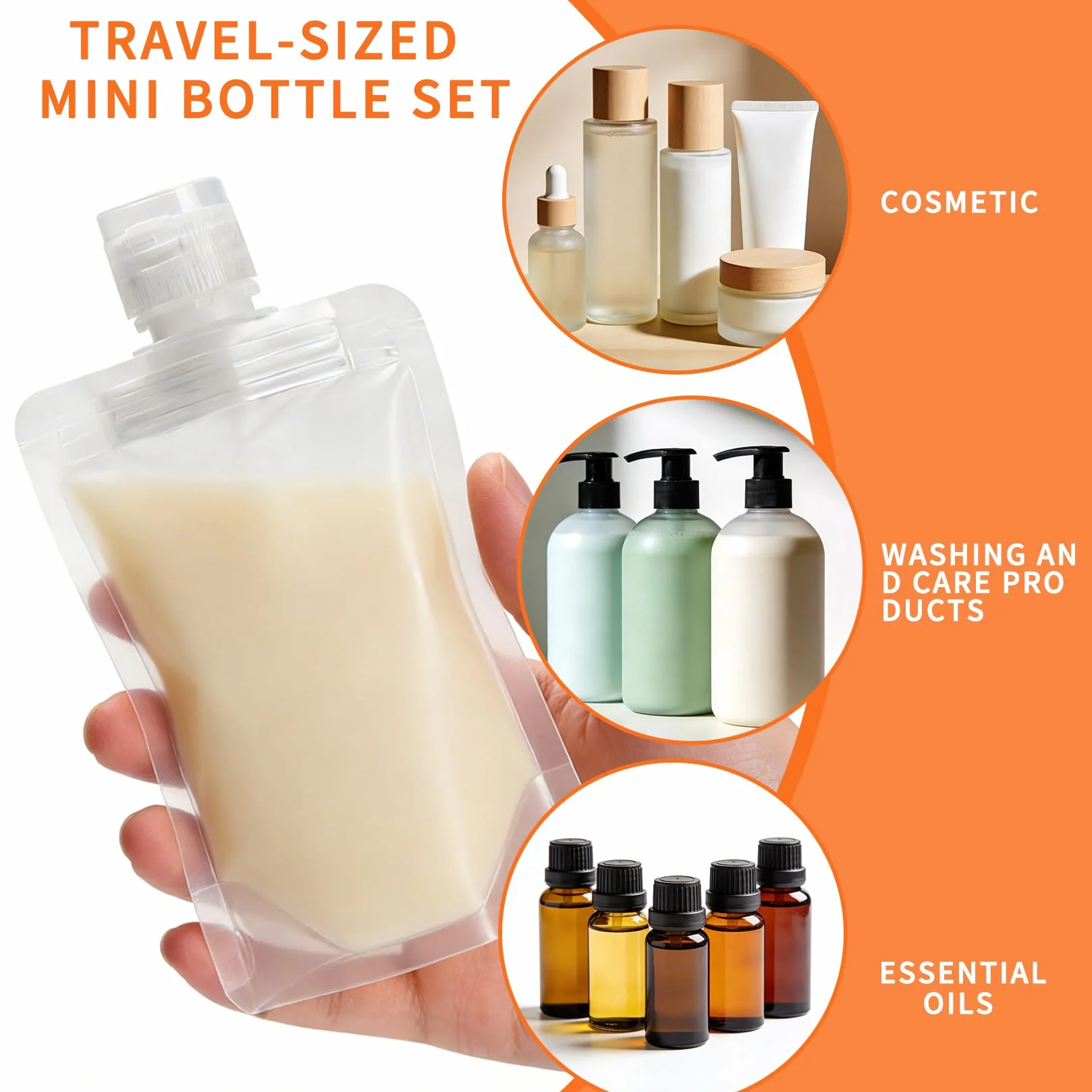 Bolsitas de Repuesto para Jabón Líquido de Ducha, 30ml 50ml 100ml, Bolsas de Viaje para Champú, Gel de Ducha, Loción + Embudo de Silicona