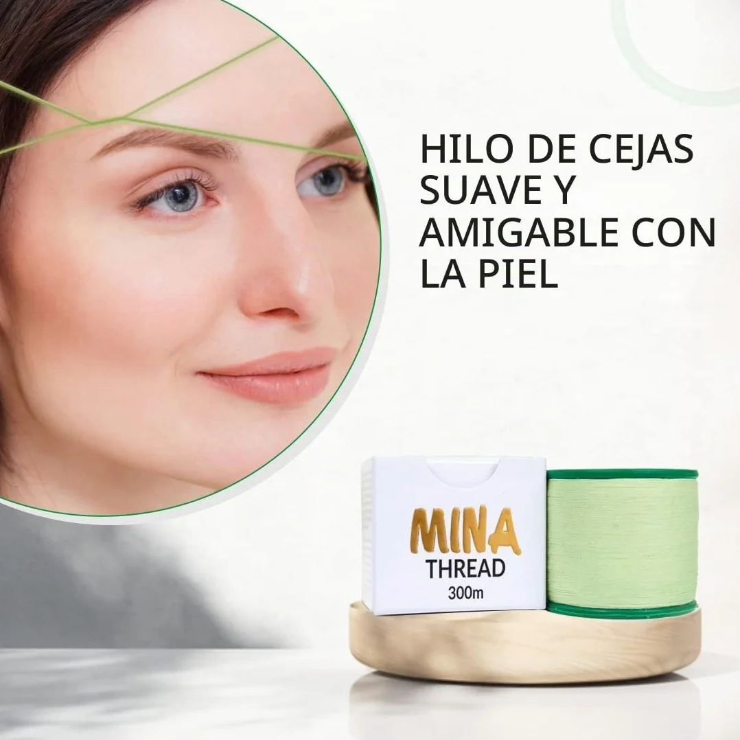 Mina Thread 1 Carrete x 300 m | Hilo de enhebrar Cejas | Hilo de algodón orgánico 1 Unidad