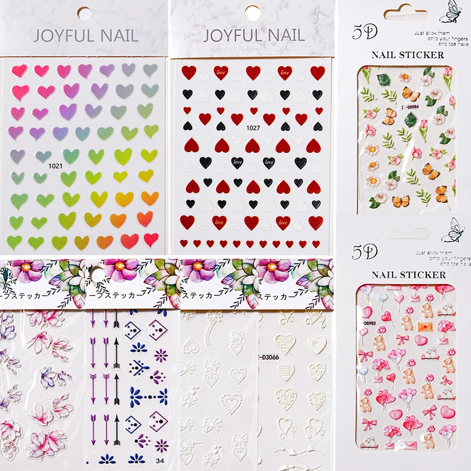 Juego profesional de uñas con herramientas, tiras de punta francesa, dije de flores 3D y calcomanías decorativas para uñas