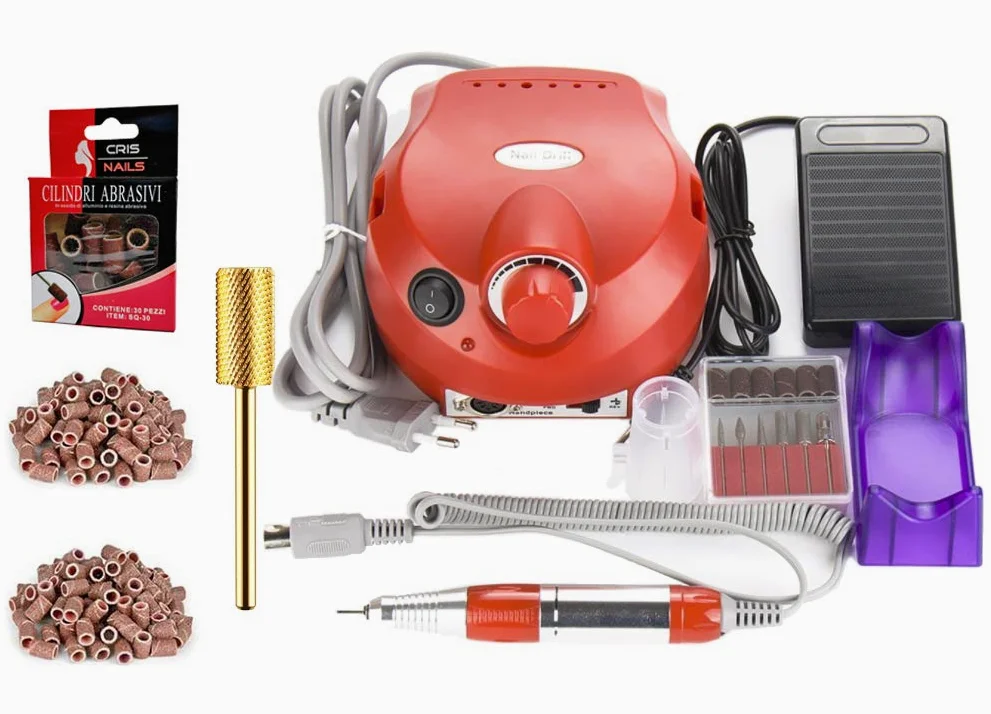 Cris nails kit torno para uñas manicura pedicura limador de cutículas kit utensilios fresas pulidor 30000 rpm velocidad ajustable lijado pulidor