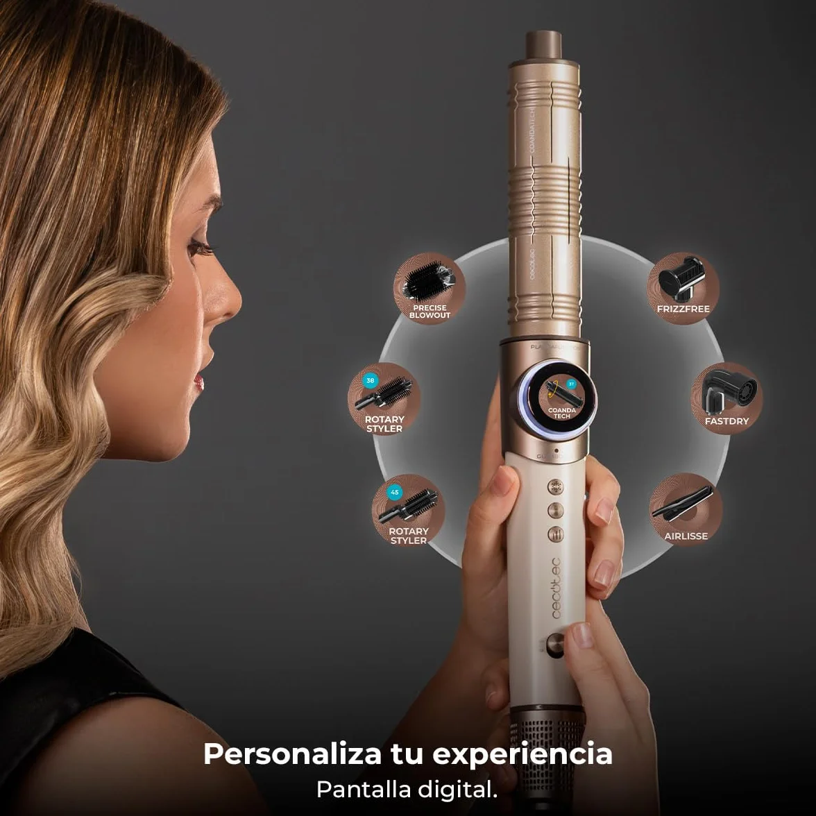 Cecotec AirGlisse 8in1 Cepillo de Aire Moldeador Multifunción 1400W 110000rpm Negro
