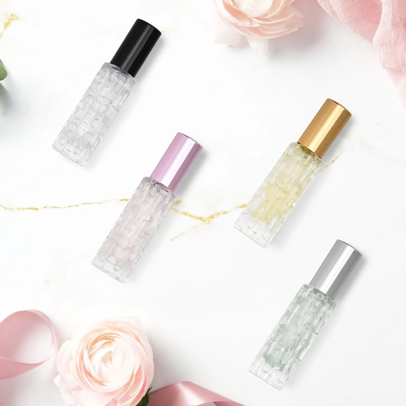 Atomizador Perfume Recargable 10ml 4 Piezas, Bote Colonia Viaje Rellenable, Pulverizador Pequeño, Decants Vidrio, Mini Frasco Portátil Multicolor