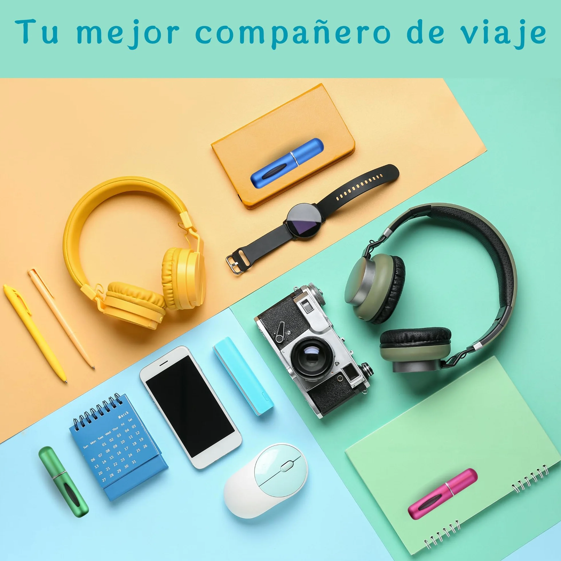 YUME 5ML Atomizador Perfume Recargable Mini Botella Rociadora Portátil Sin Fugas Azul