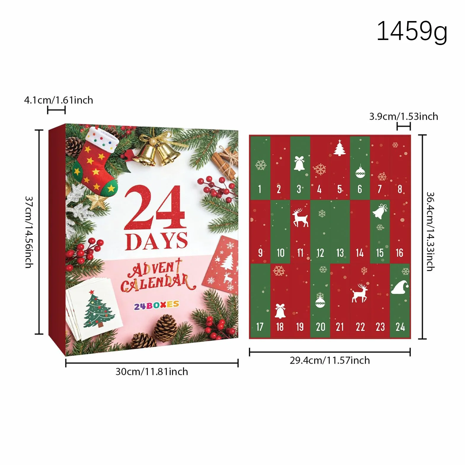 Calendario de Adviento de belleza, calendario de cuenta regresiva de Navidad con 24 cuadrículas para el cuidado de la piel, relleno de calcetines, maquillaje para mujeres, niñas, adolescentes