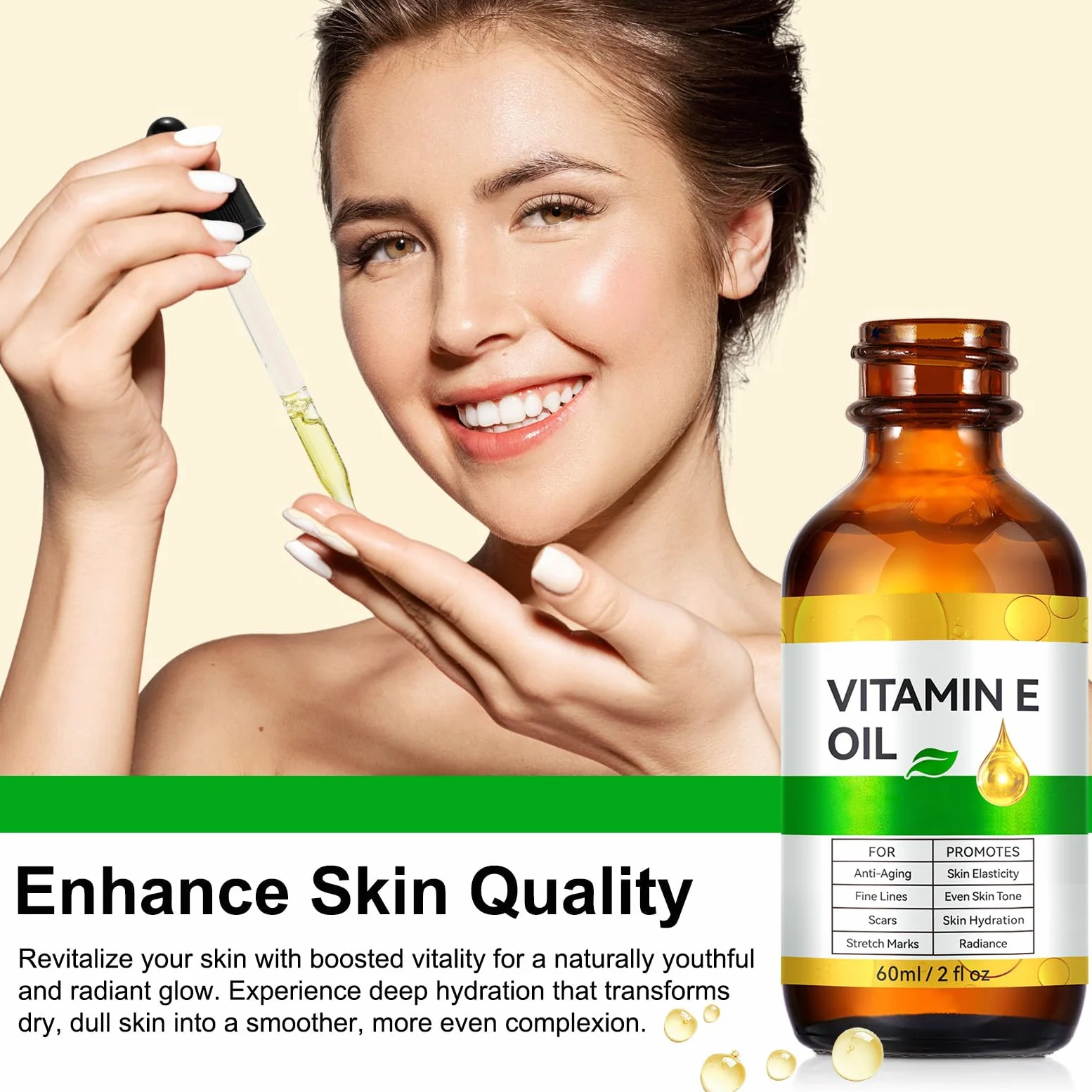 Liefiet Mezcla de vitamina E 75.000 Ui, aceite puro de vitamina E para piel, cicatrices, uñas y cuero cabelludo, hidratante para rostro y cuerpo, hidrata la piel seca, reduce las estrías, L