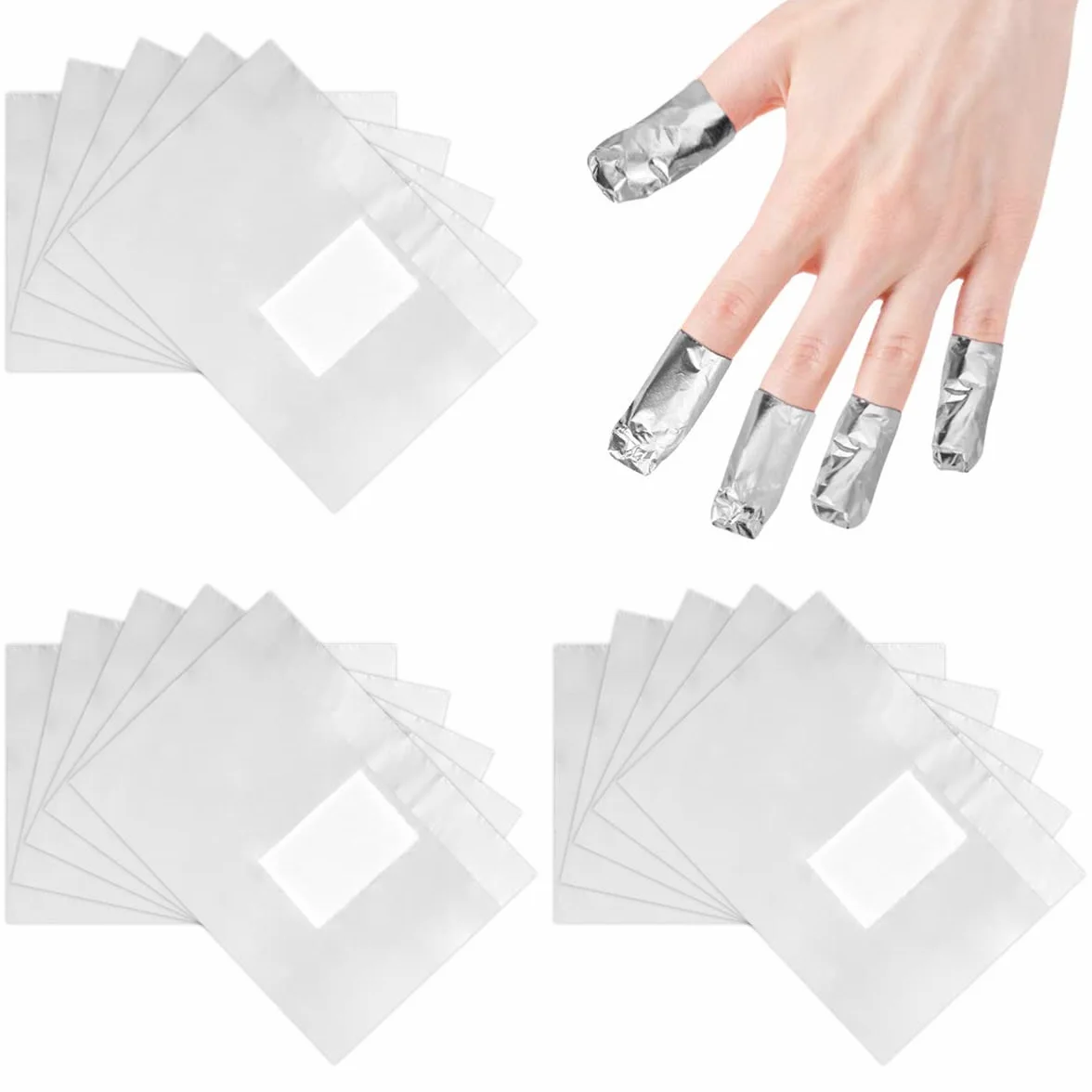 1000 unidades de láminas de gel para quitar esmalte de uñas, almohadillas de algodón, kit de herramientas de eliminación de esmalte de uñas de gel, removedor de esmalte de uñas con almohadilla de