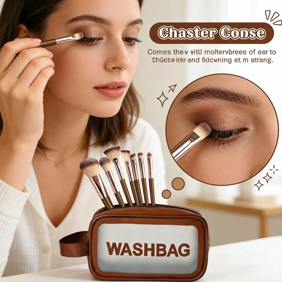 Brochas de Maquillaje Profesional Sintéticas Premium, 20 Piezas con Difusores y Bolsa de Viaje para Polvo, Colorete, Sombra