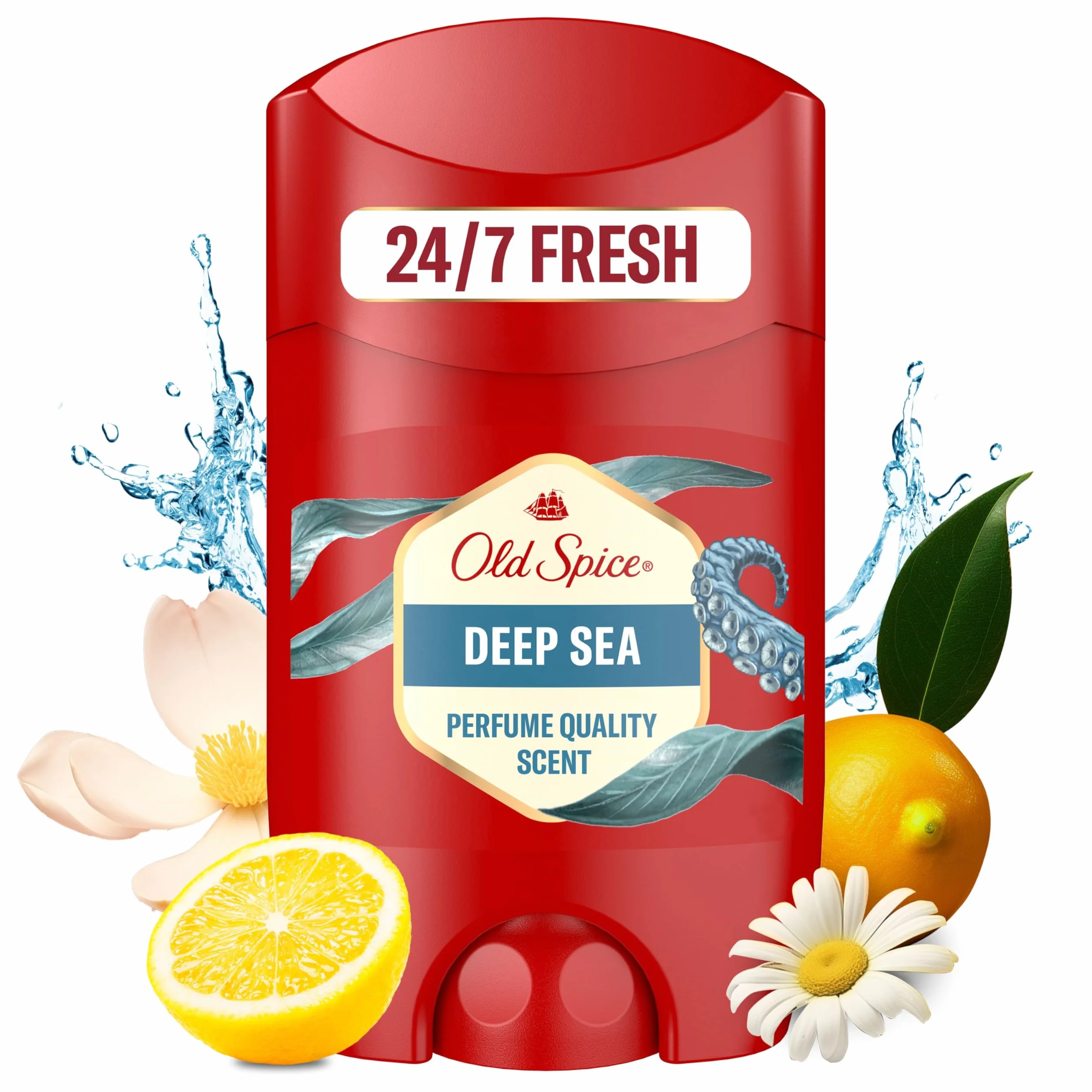 Old Spice Deep Sea Desodorante en Barra para Hombres 4x50ml, Fresco 24 Horas