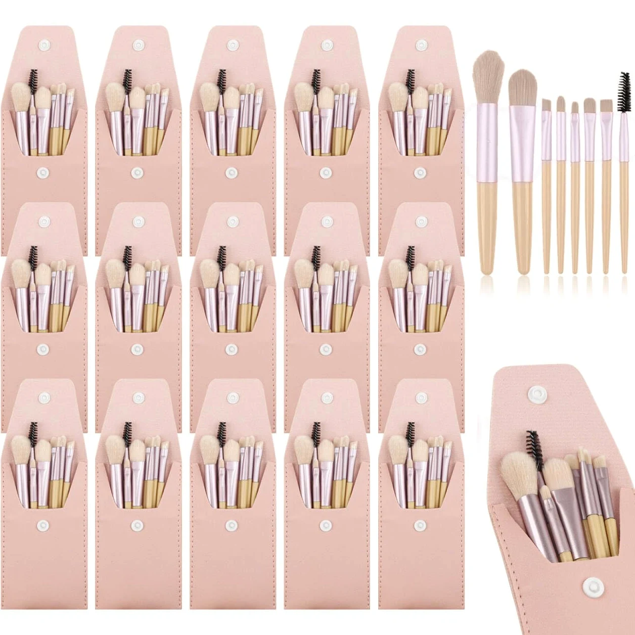 Juego de 15 brochas de maquillaje tamaño viaje, mini brochas de maquillaje facial, bolsa para maquillaje, recuerdos de fiesta, boda, despedida de soltera, regalo de dama de honor, regalo de despedida