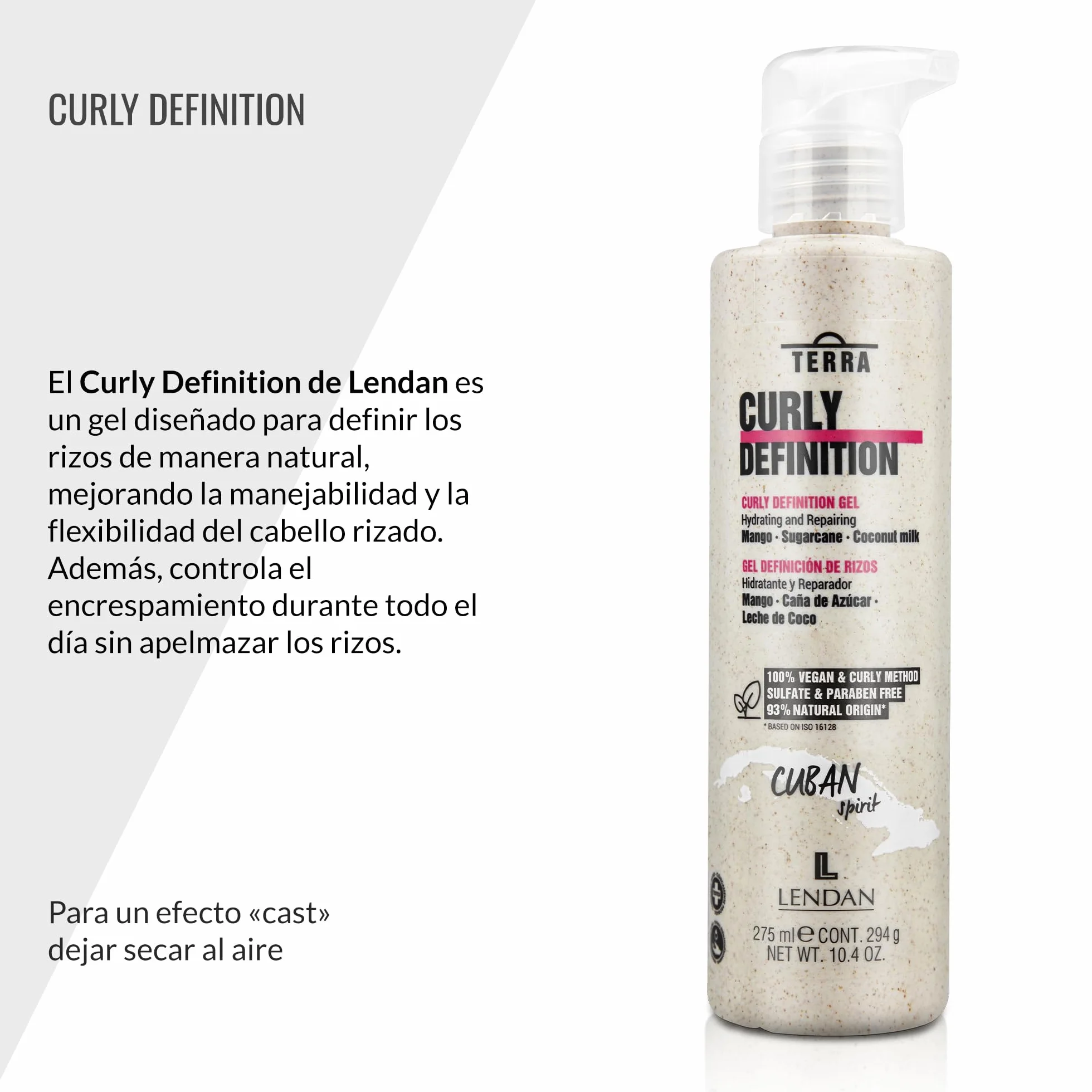 LENDAN Gel Definidor de Rizos 275 ml Terra Curly Definition - Rizos Definidos sin Apelmazar