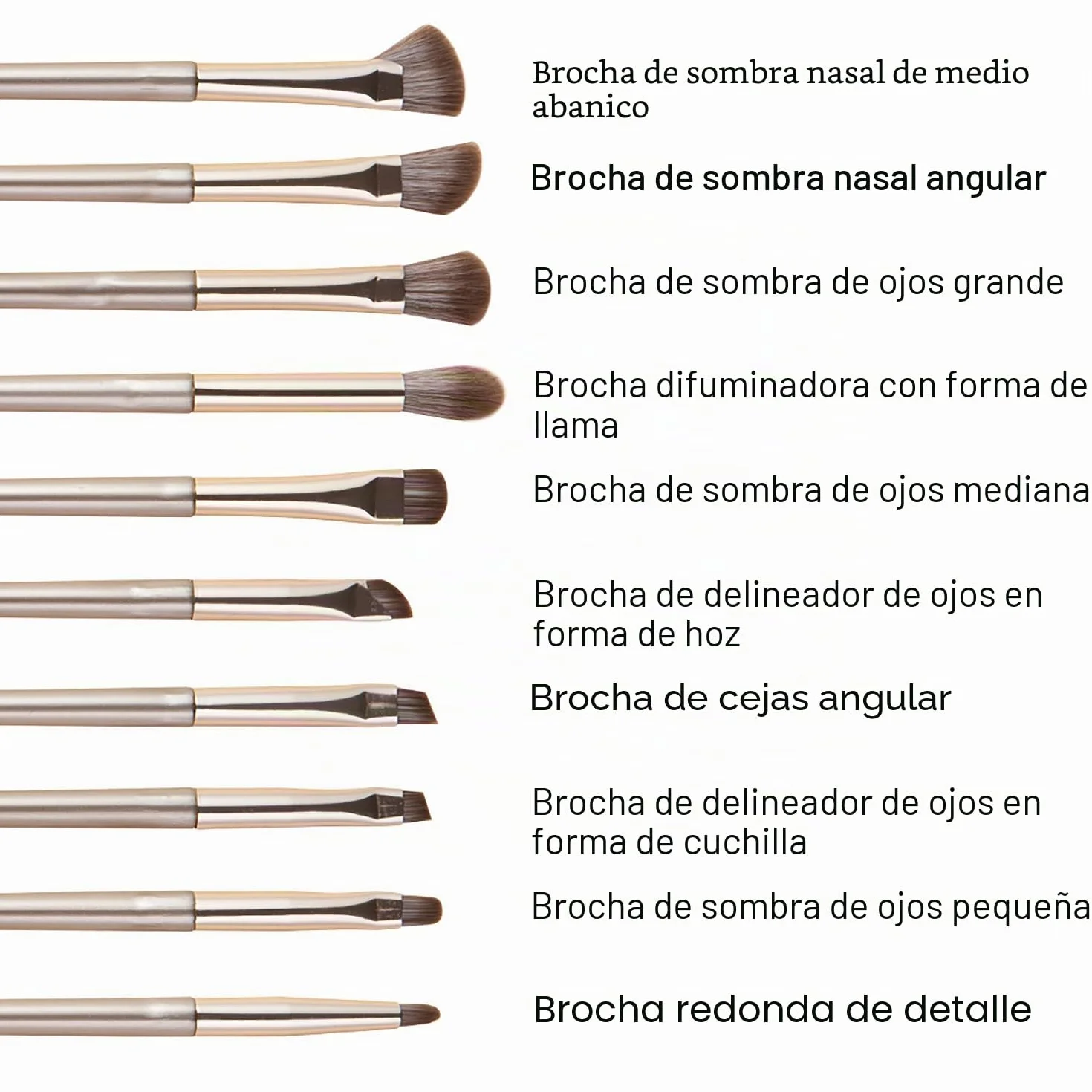 Set de Pinceles de Maquillaje Profesional 10 Piezas con Bolsa de PU