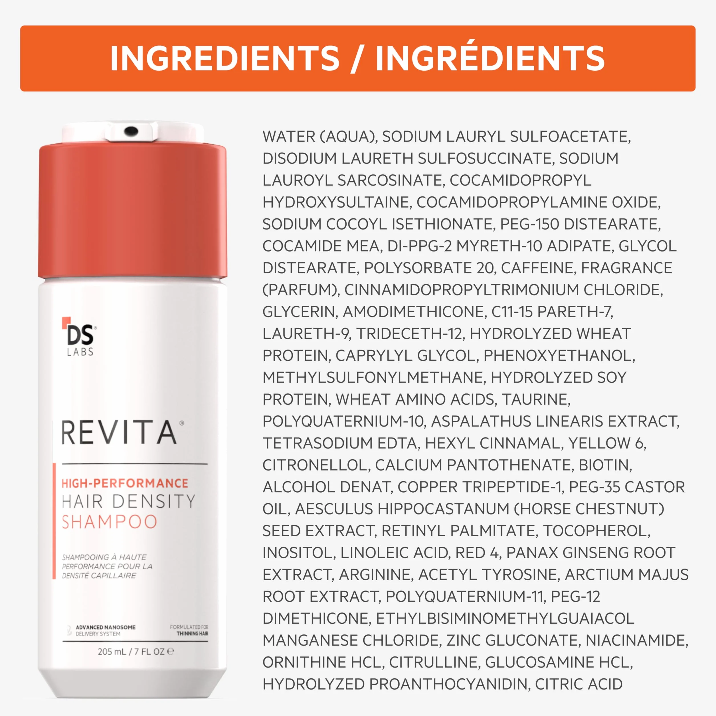 DS Laboratories Revita Champú Cabello Fino Anticaída Crecimiento Sin Sulfatos 205 ml