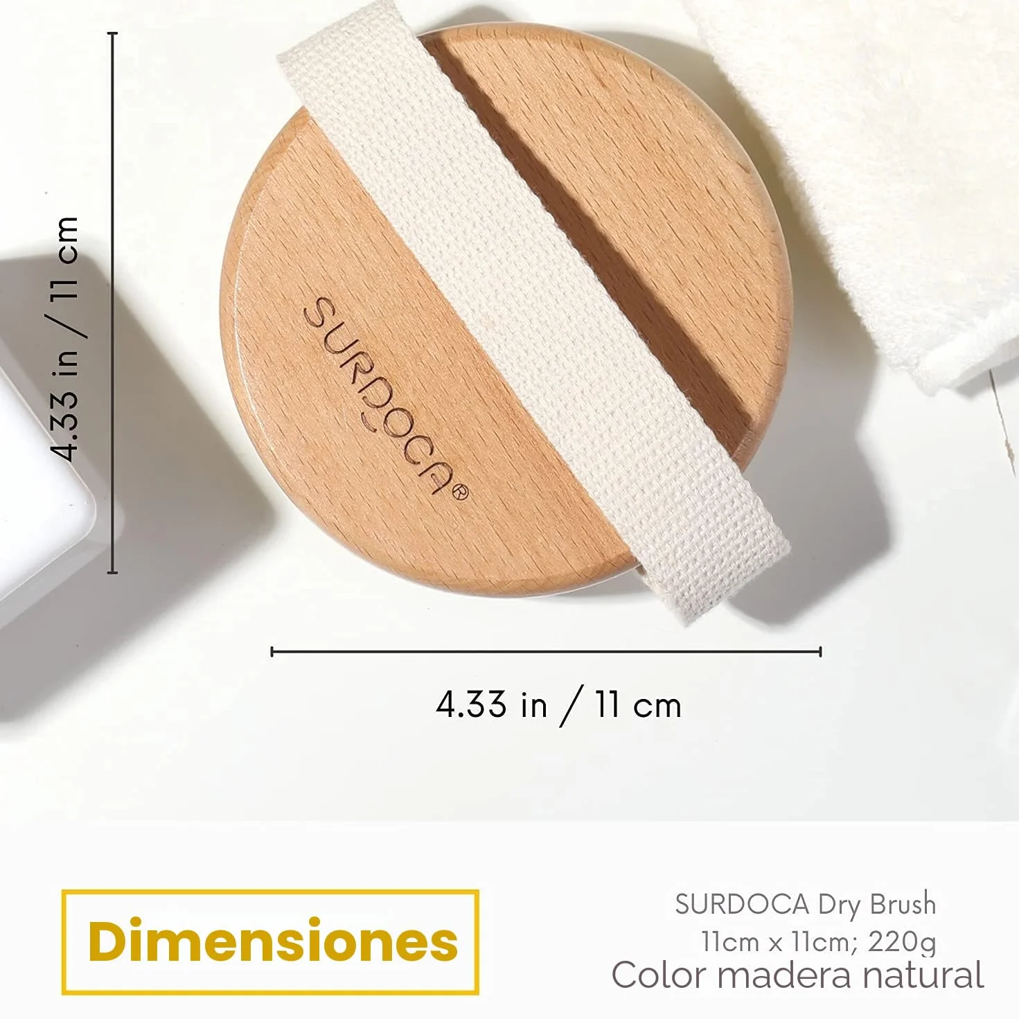 SURDOCA Cepillo Exfoliante Corporal para Cepillado en Seco y Ducha, Depurador de Espalda, Exfoliante Suave y Masaje con Cerdas de jabalí