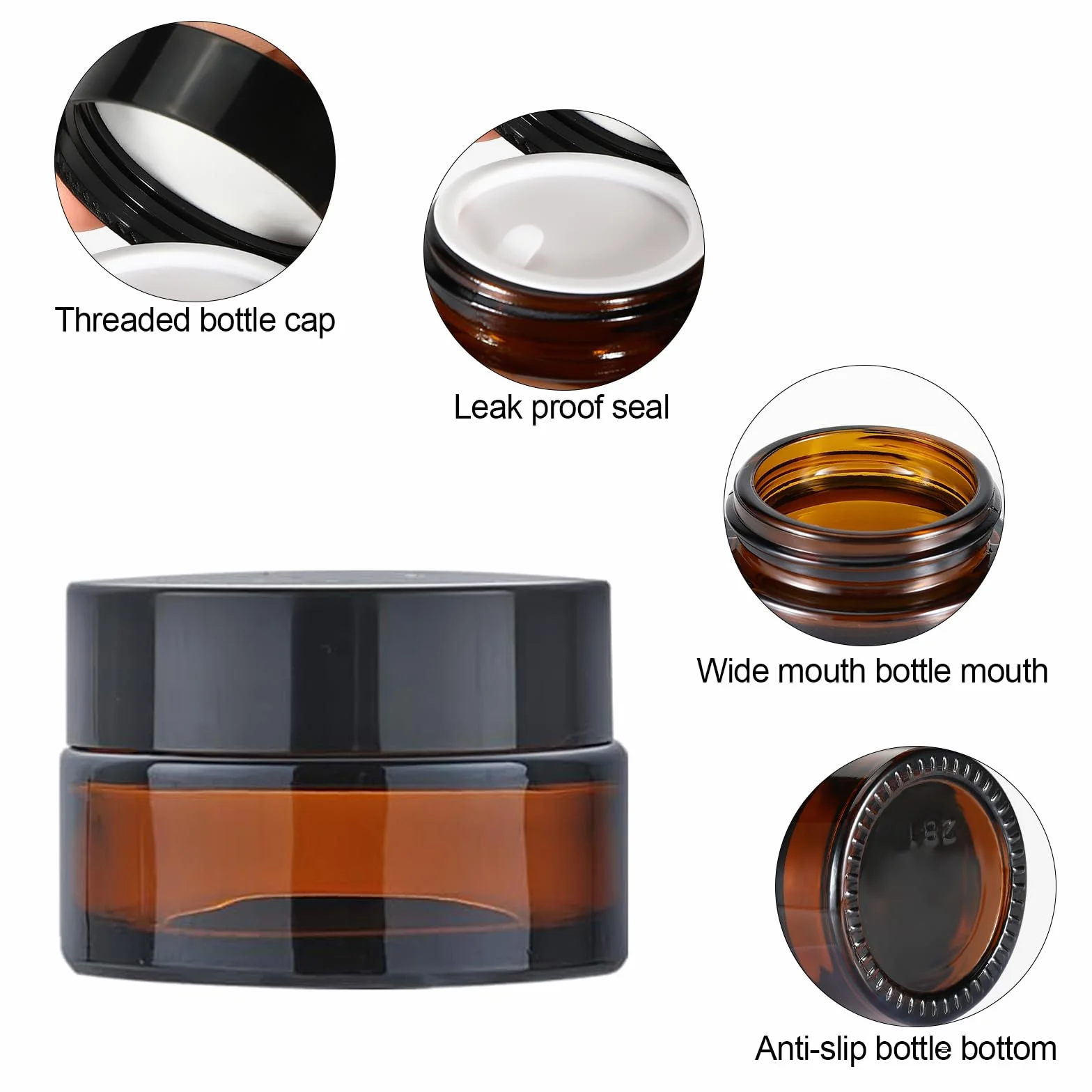 Tarros de Cristal Ámbar 10 Piezas 20 ml 30 ml con Pegatina y Cuchara para Cosméticos