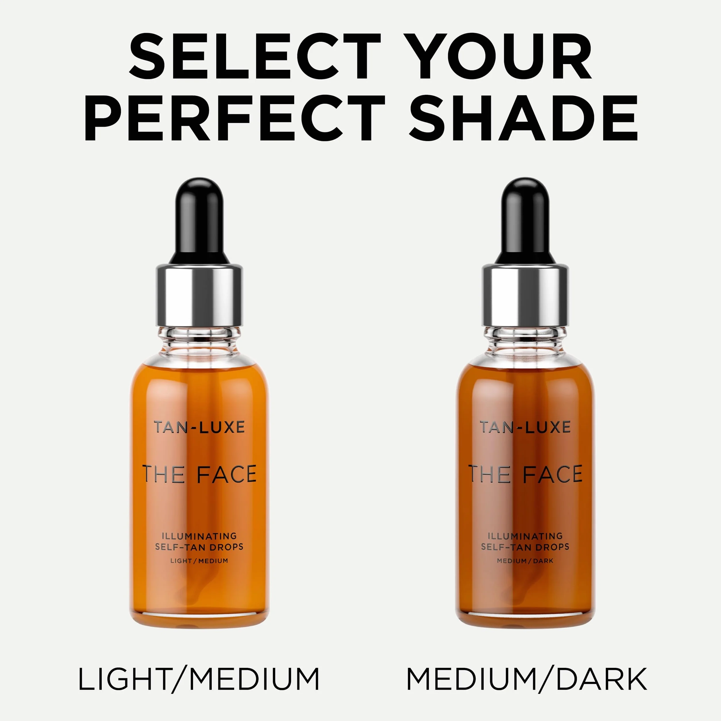 Tan Luxe THE FACE Gotas autobronceadoras, medio/oscuro (30 ml) Agregue gotas bronceadoras al cuidado de la piel para un bronceado facial personalizado, libre de crueldad animal y vegano
