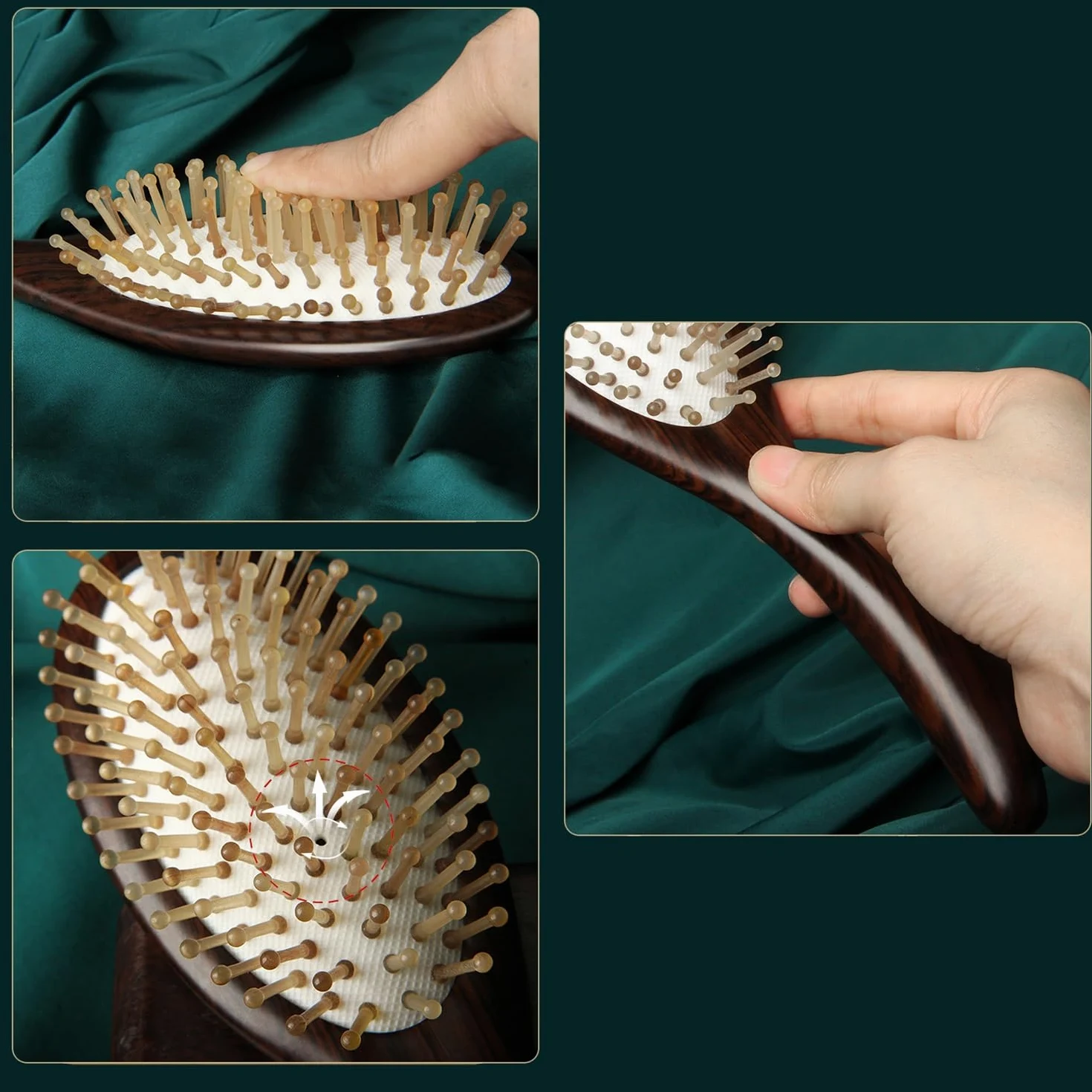 Cepillo para el Cabello, Peine Ovalado de Madera antiestático para masajes, Cepillo para el Cabello desenredante, cepillos masajeadores con cojín de Aire para Cabello Largo