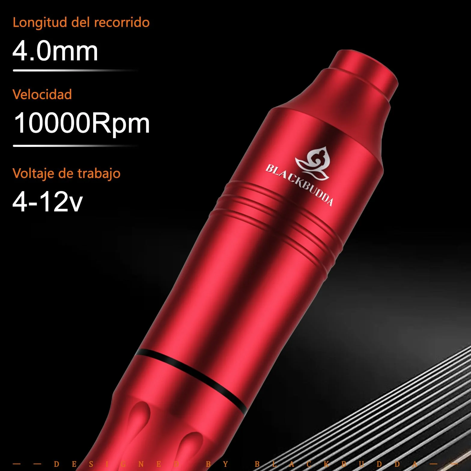 Blackbudda Maquina de Tatuar, Kit de máquina de tatuaje rotativa estilo pluma con suministro de energía, pedal y pigmento, 20pcs agujas de cartucho Kit de práctica de maquillaje (rojo)