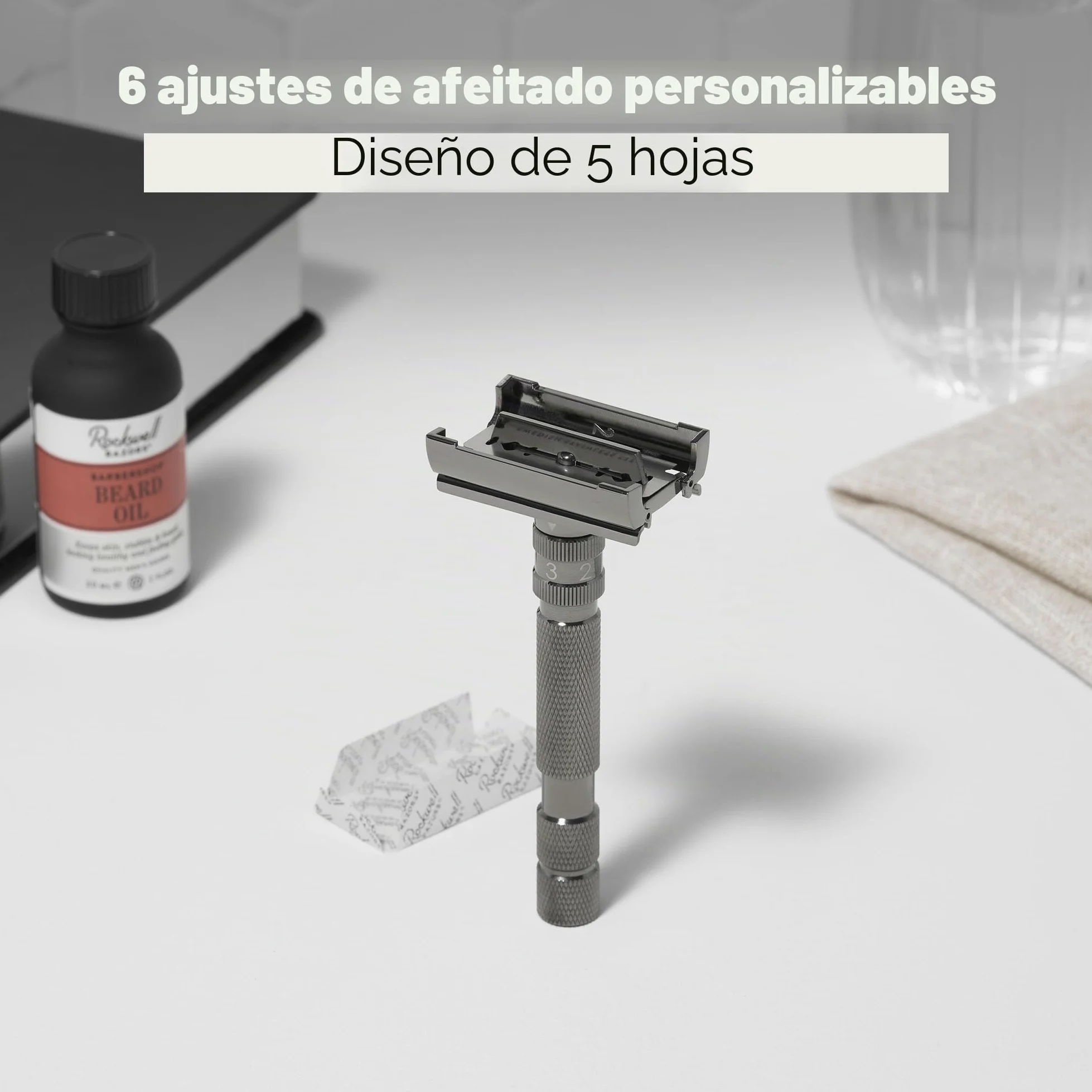 Rockwell - Afeitadora de seguridad T2 ajustable TTO Gun Metal