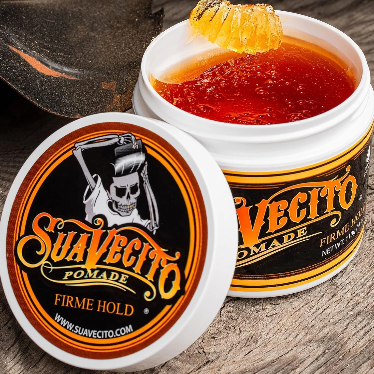 Suavecito Firme Strong Hold Pomade, Pomada de Fijación, Cera a Base de Agua, 4oz 113g x 2