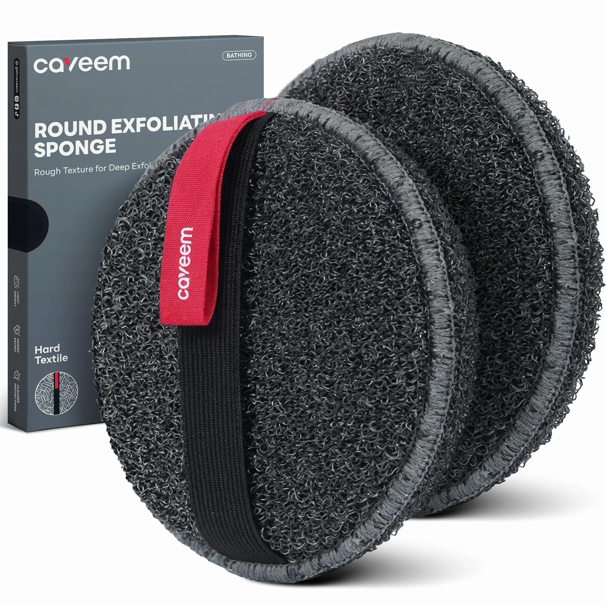 CAVEEM Esponja Exfoliante Corporal Doble Cara, Paquete de 2, Gris Oscuro