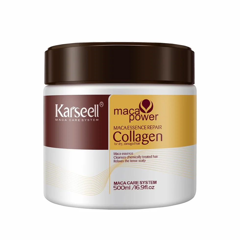 Karseell Colágeno Mascarilla Pelo, Maca Esencia Reparación Profunda Aceite de Argán 500ml