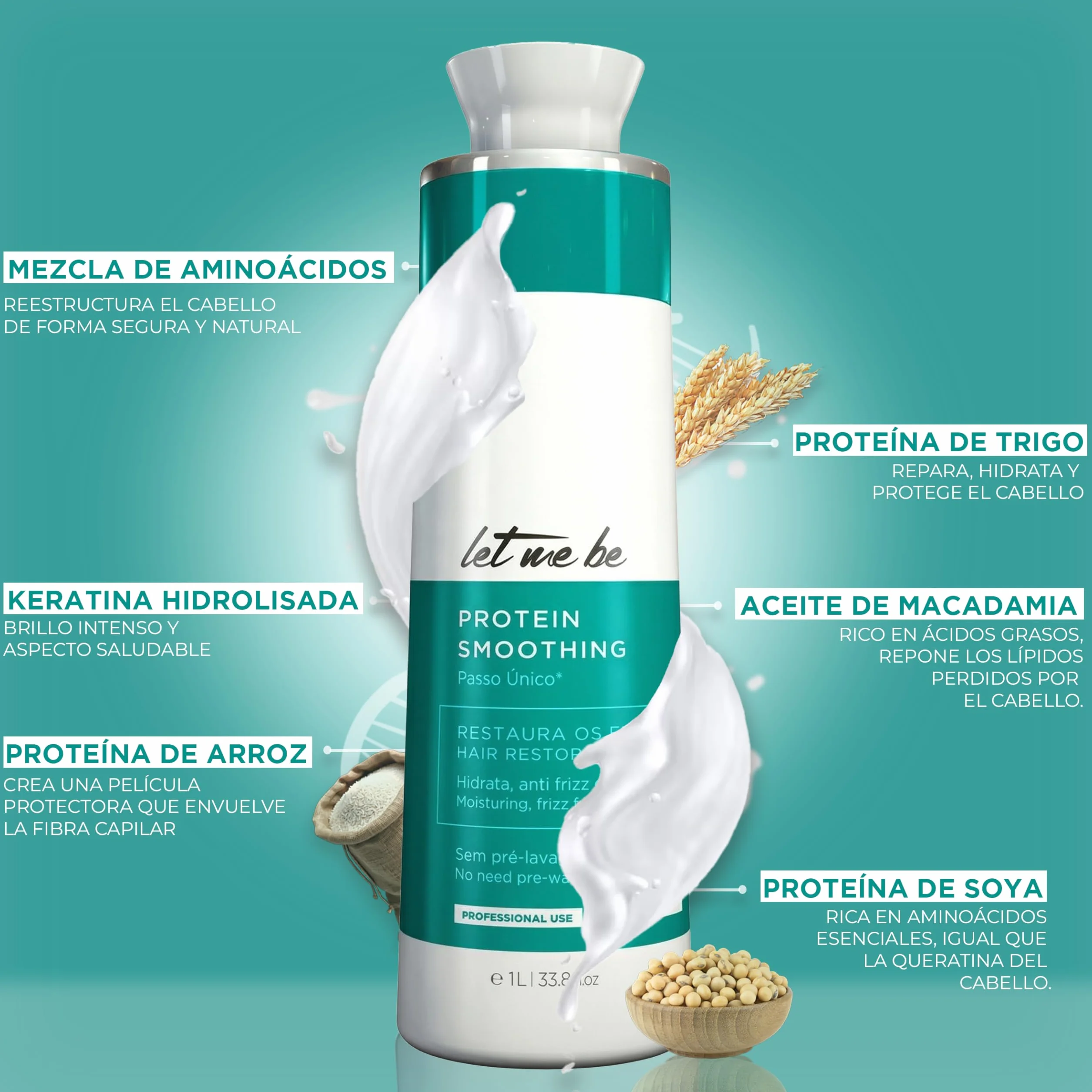 Let Me Be Protein Smoothing Alisado Brasileño Orgánico 500ml Keratina Hidrolizada Sin Formol