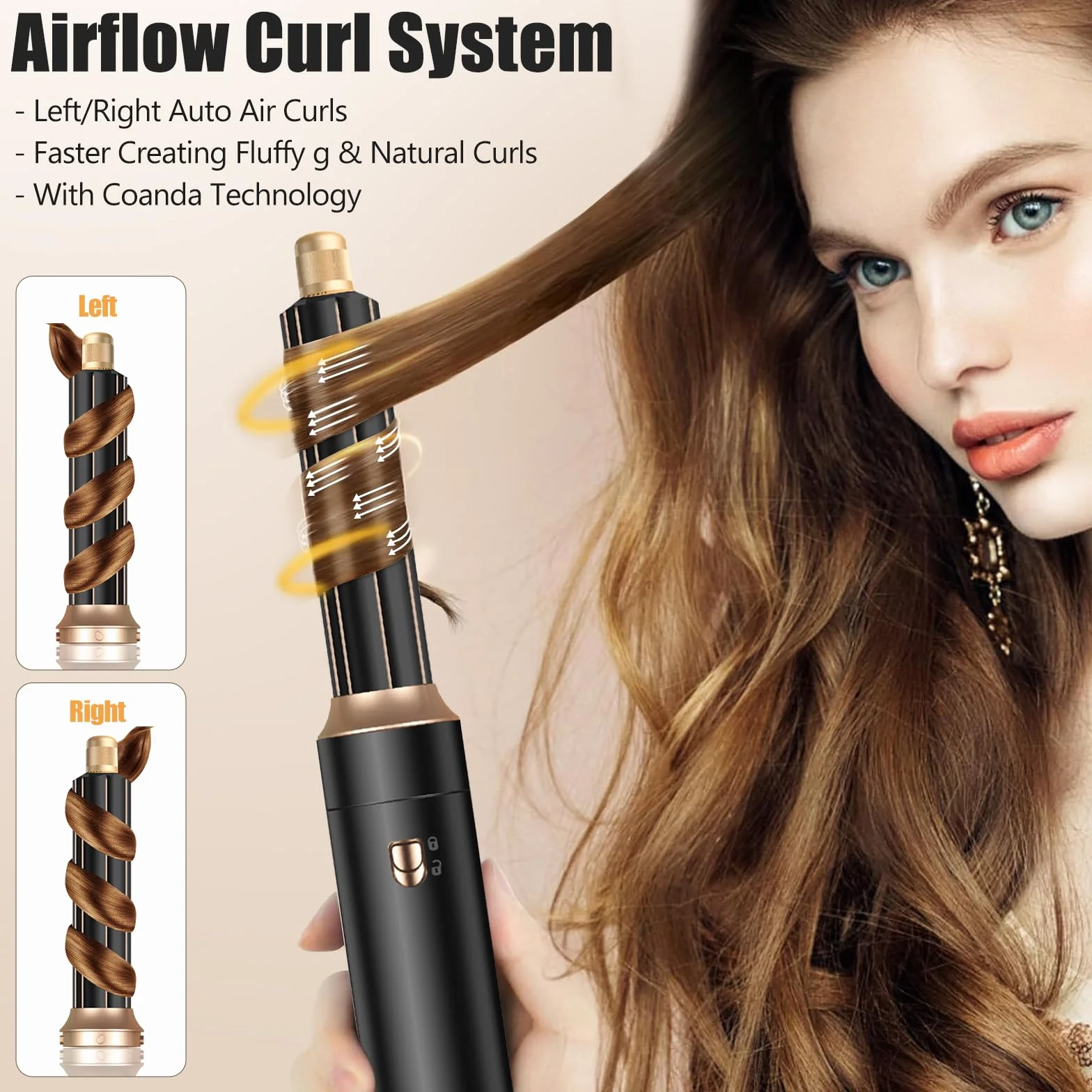 Cepillo Secador de Pelo 5 en 1 1000W Air Styler Multifunción con Ionizador, 3 Temperaturas, Alisa y Seca