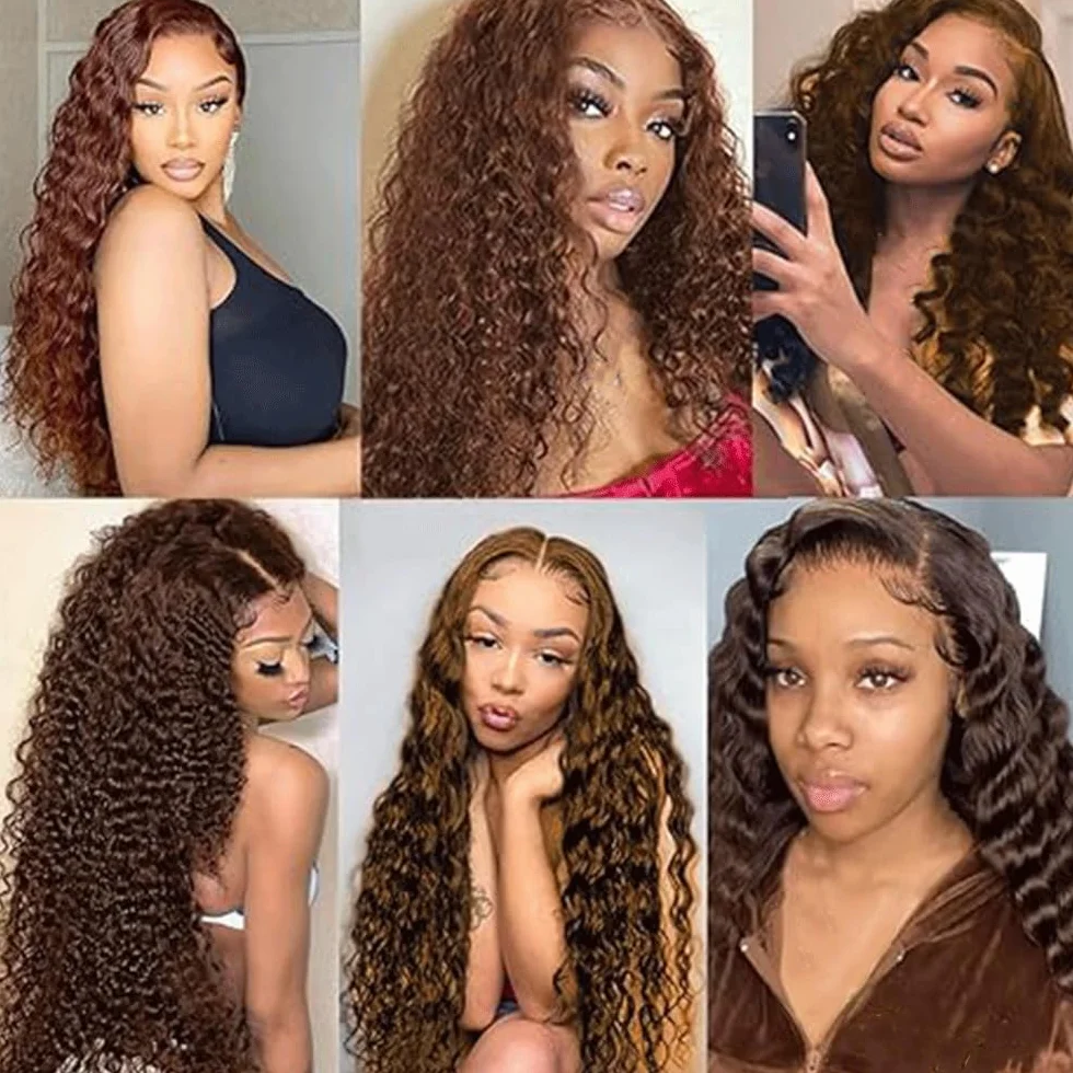 Peluca de onda profunda para mujer, extensiones de cabello humano sin procesar brasileño, extensiones de cabello humano virgen brasileño, #4, marrón chocolate, paquete con una cobertura mínima