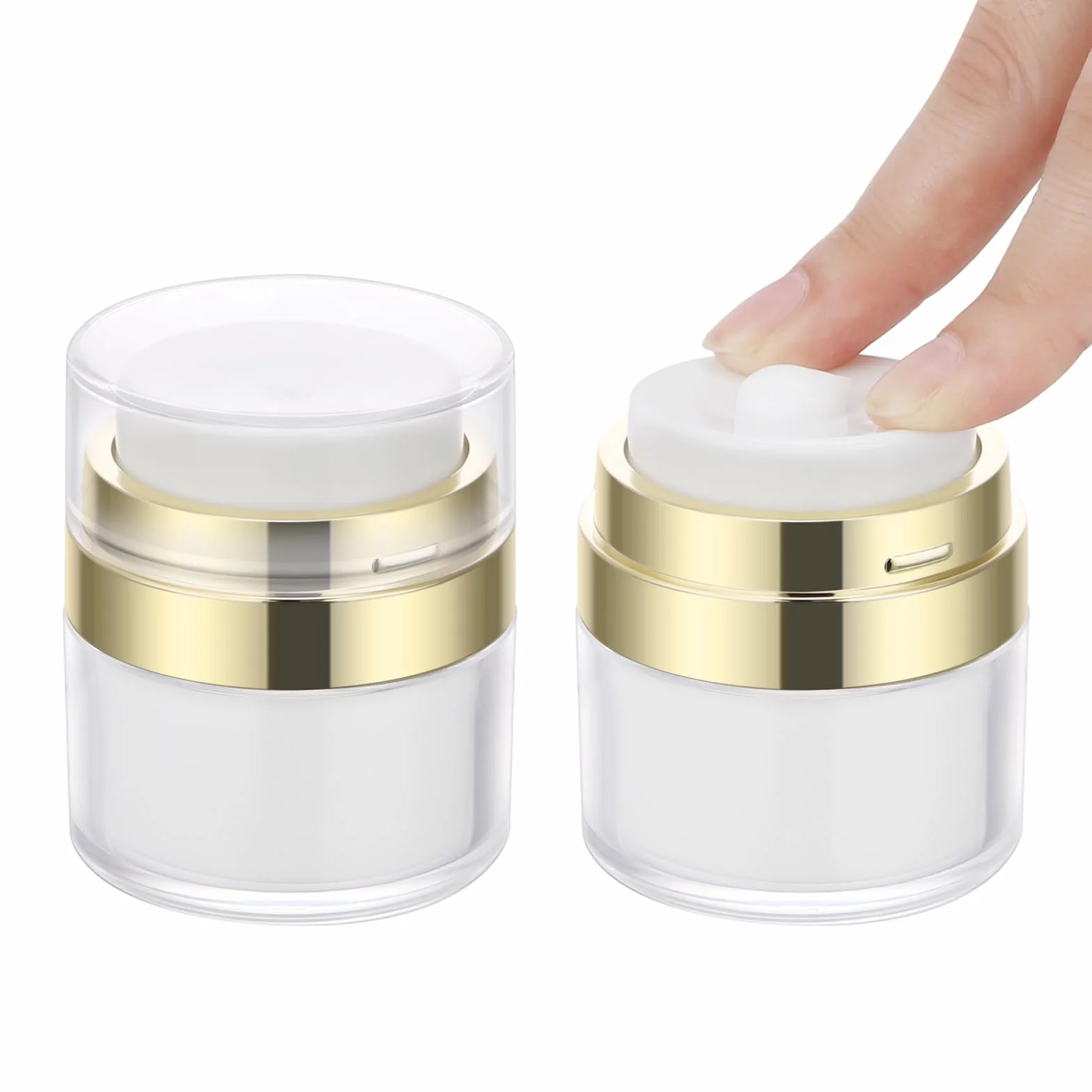 Segbeauty Dispensador de Crema 2 Piezas 15g Tarro Vacío Airless Botella Extraíble Lavable