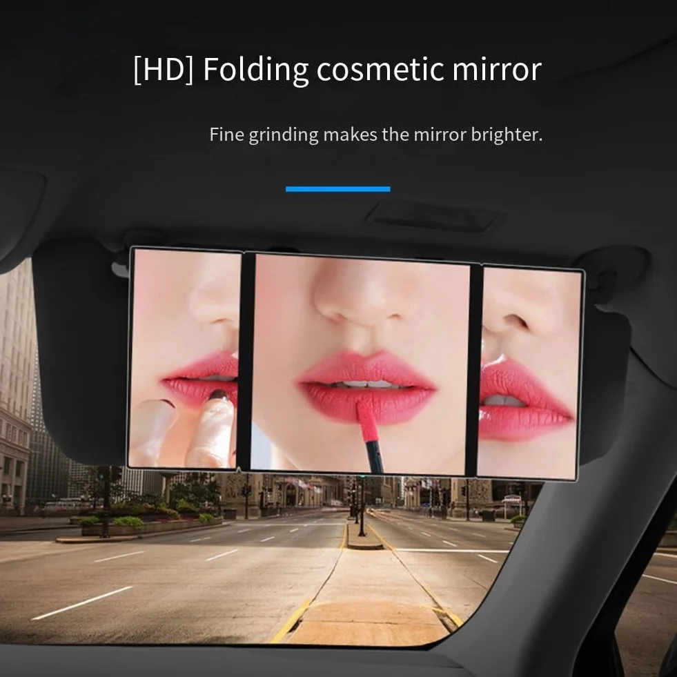 Honseadek Espejo plegable de 3 vías, rotación 360°, ABS y vidrio, negro