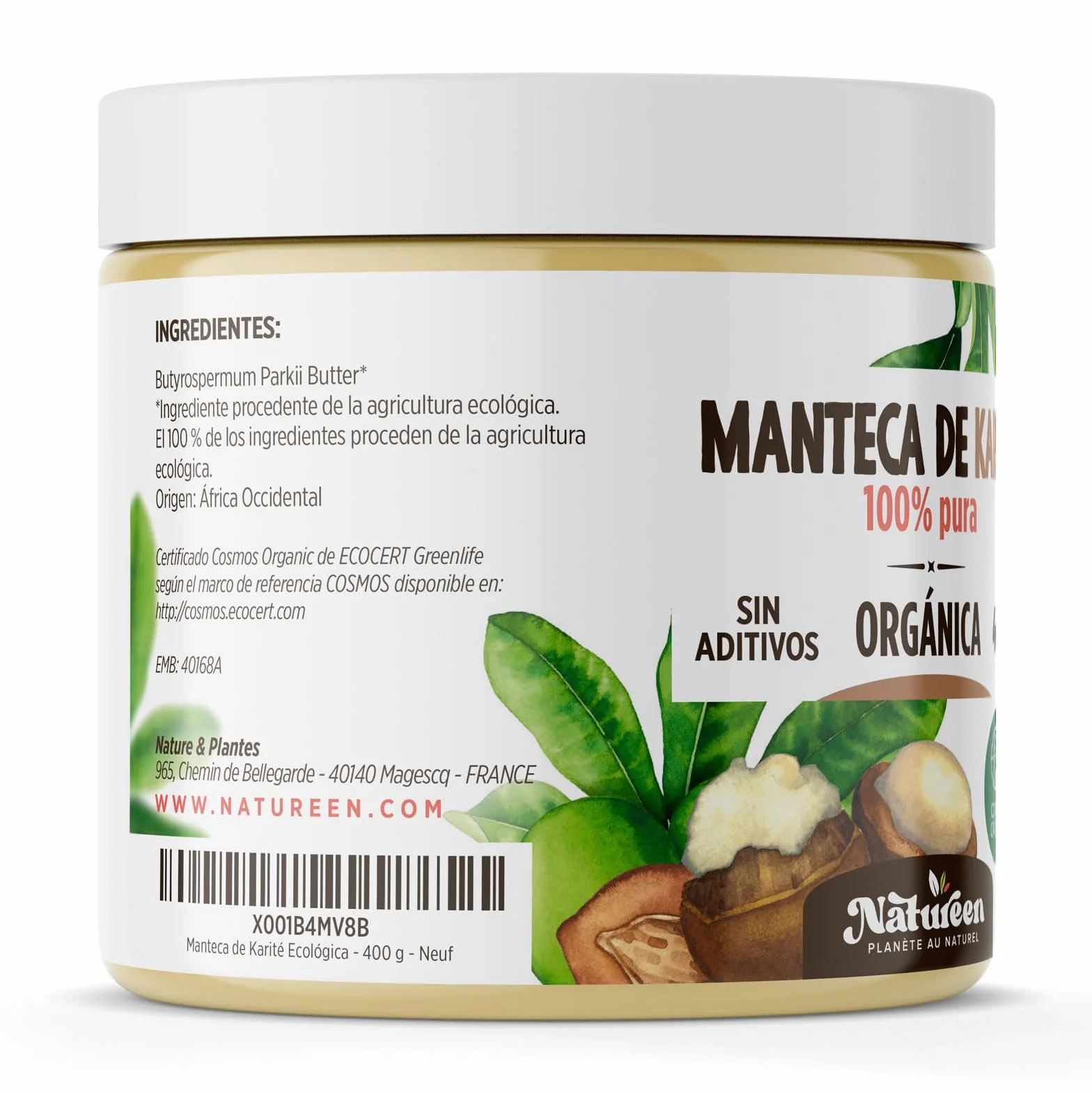 Manteca de Karité Ecológica 400 g - 100% Vegetal - Sin Refinar