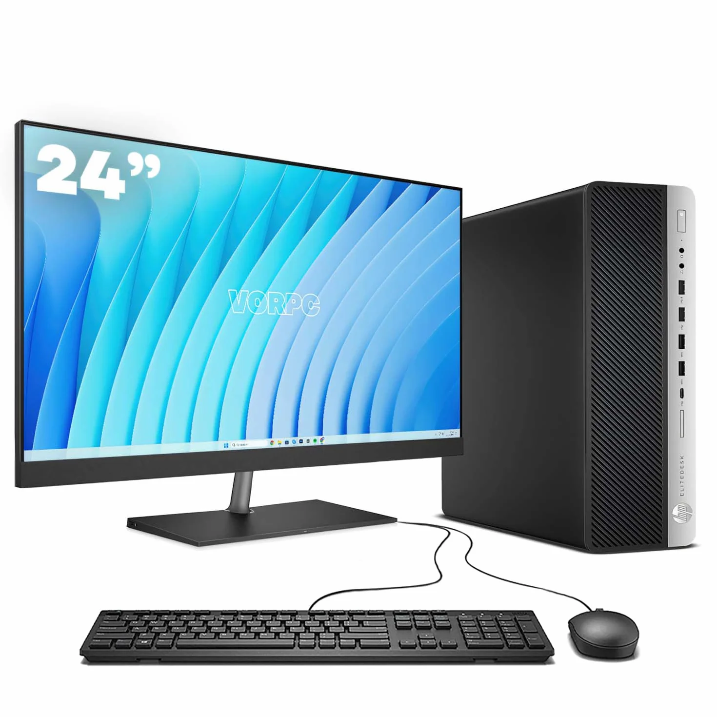 HP 800 G4 SFF i5-8500 16GB DDR4 512GB SSD Windows 11 Monitor 24″ Teclado Ratón USB Reacondicionado