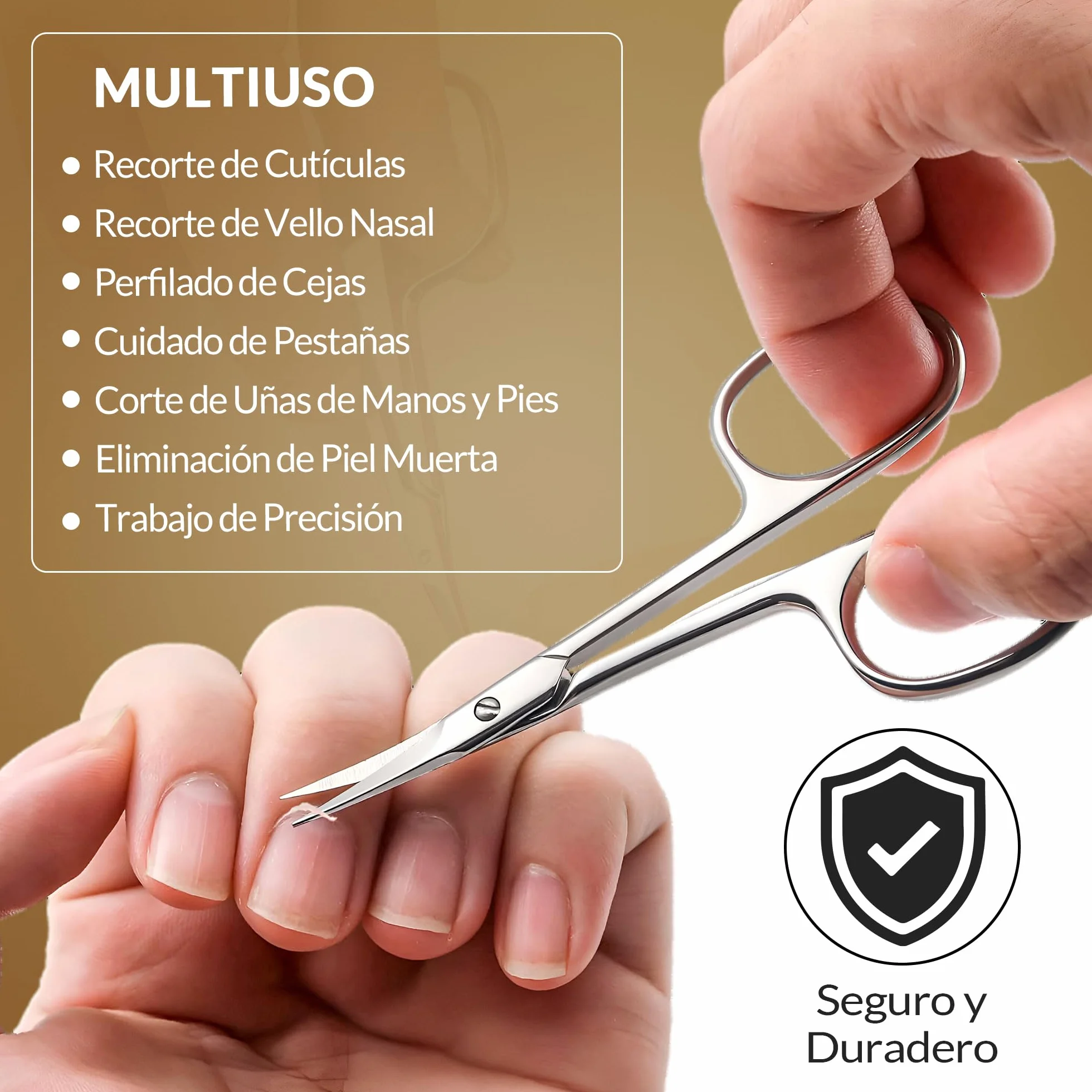 Tijeras Profesionales para Uñas, Tijera Curva Acero Inoxidable para Cutícula, Cejas, Vello Facial