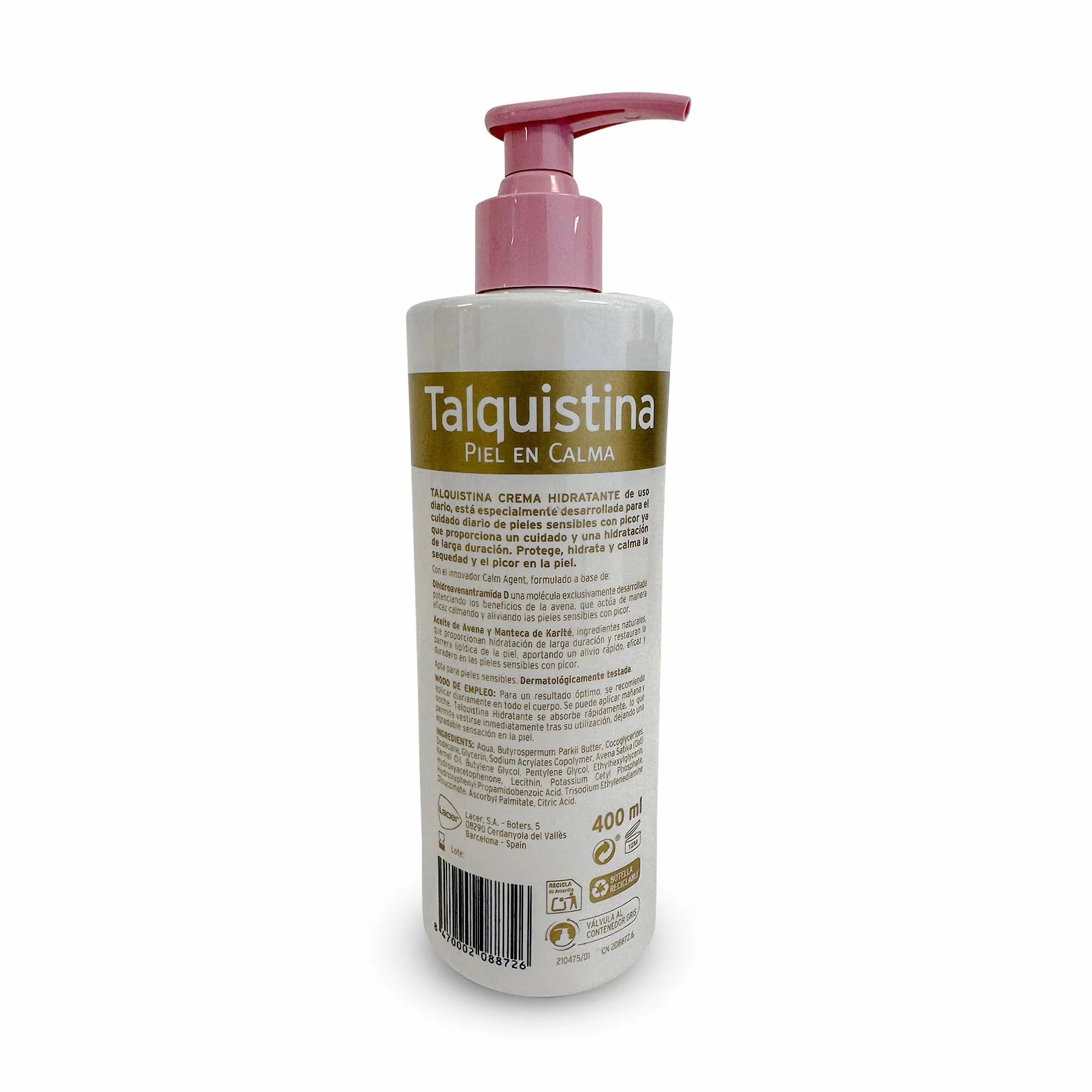 TALQUISTINA Crema Hidratante 400ml Pieles con Picor Hidratación de Larga Duración