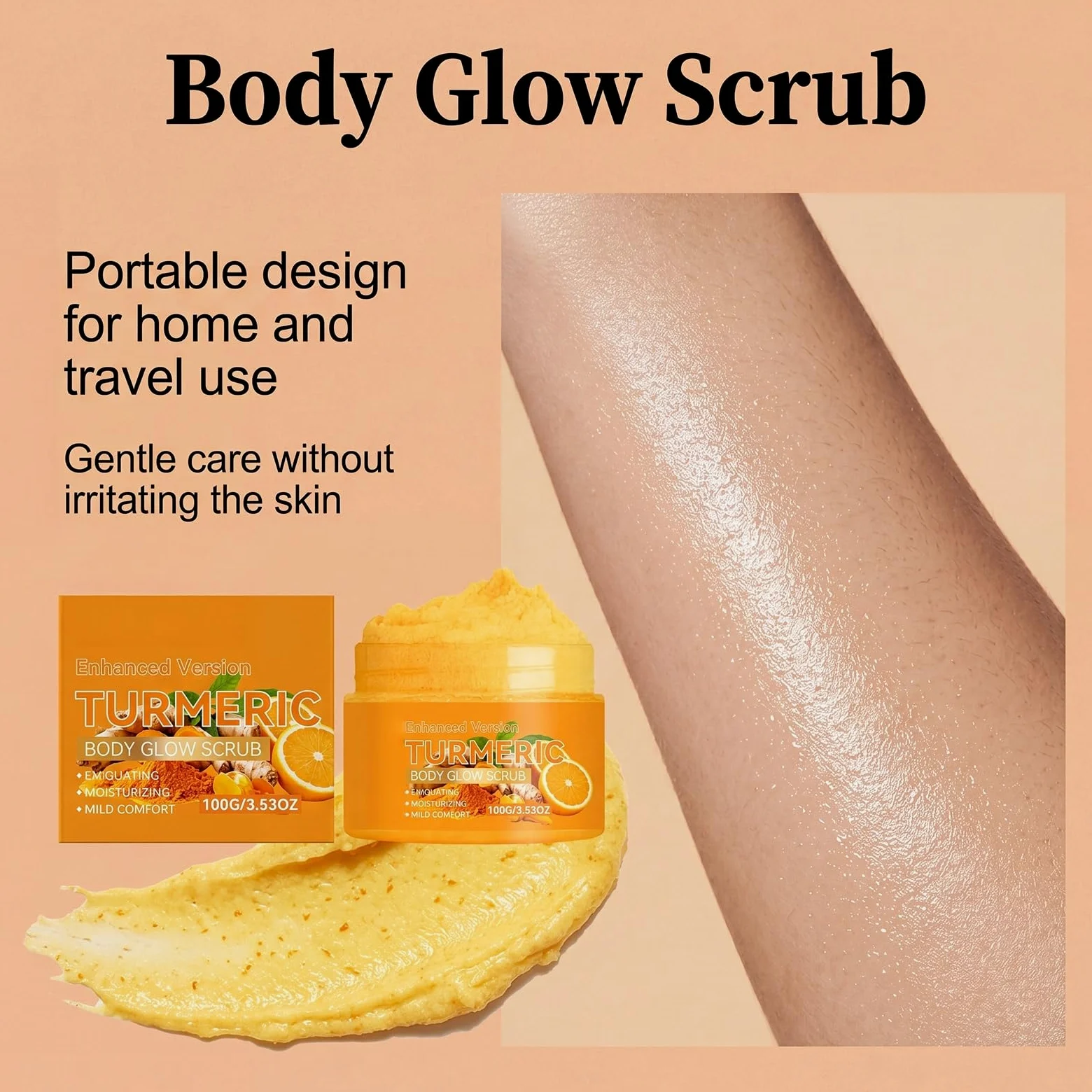 Exfoliante corporal de cúrcuma con vitamina C, exfoliante nutritivo (6 unidades) | Exfoliante corporal para piel áspera y seca, exfolia suavemente el cuerpo, manos y pies para pieles más suaves