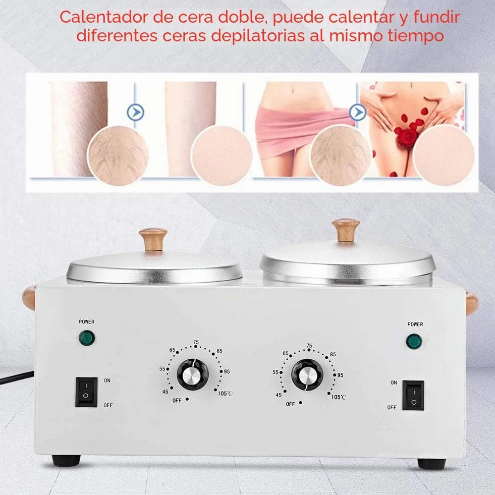 Calentador de Cera Eléctrico Caliente, Máquina de Fusión de Cera, Calentador de Cera de Parafina Caliente Calentador de Cera Depilatoria de Doble Olla Para Salón Depilación para Cera de Belleza