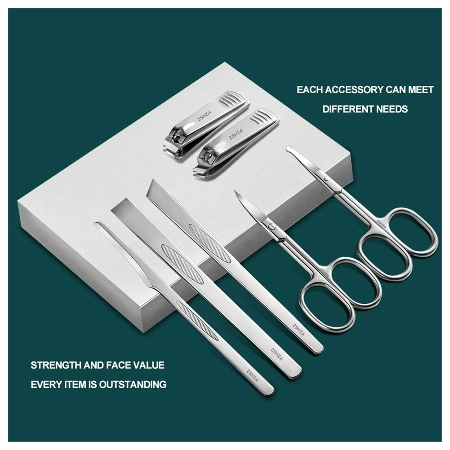 Conjunto de manicura Acero Inoxidable Clippers de uñas Kit de Viaje Pedicura Alicates Ped Personal Nail Trimmer Ingrown Nail Pickers Care Herramienta de Cuidado (Color : Green)