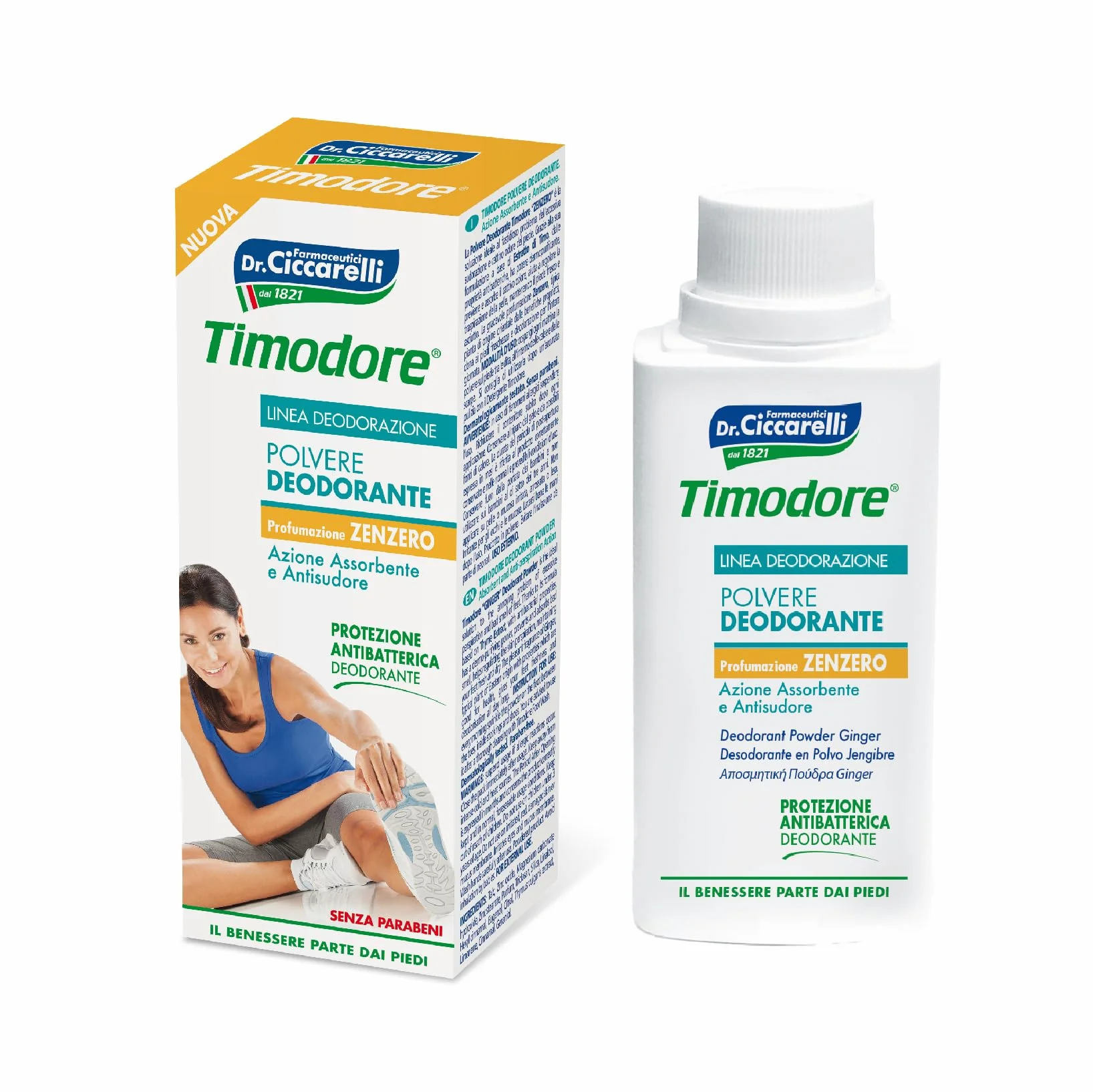 Polvo Desodorante de Jengibre Timodore 75 gr Antitranspirante para Pies